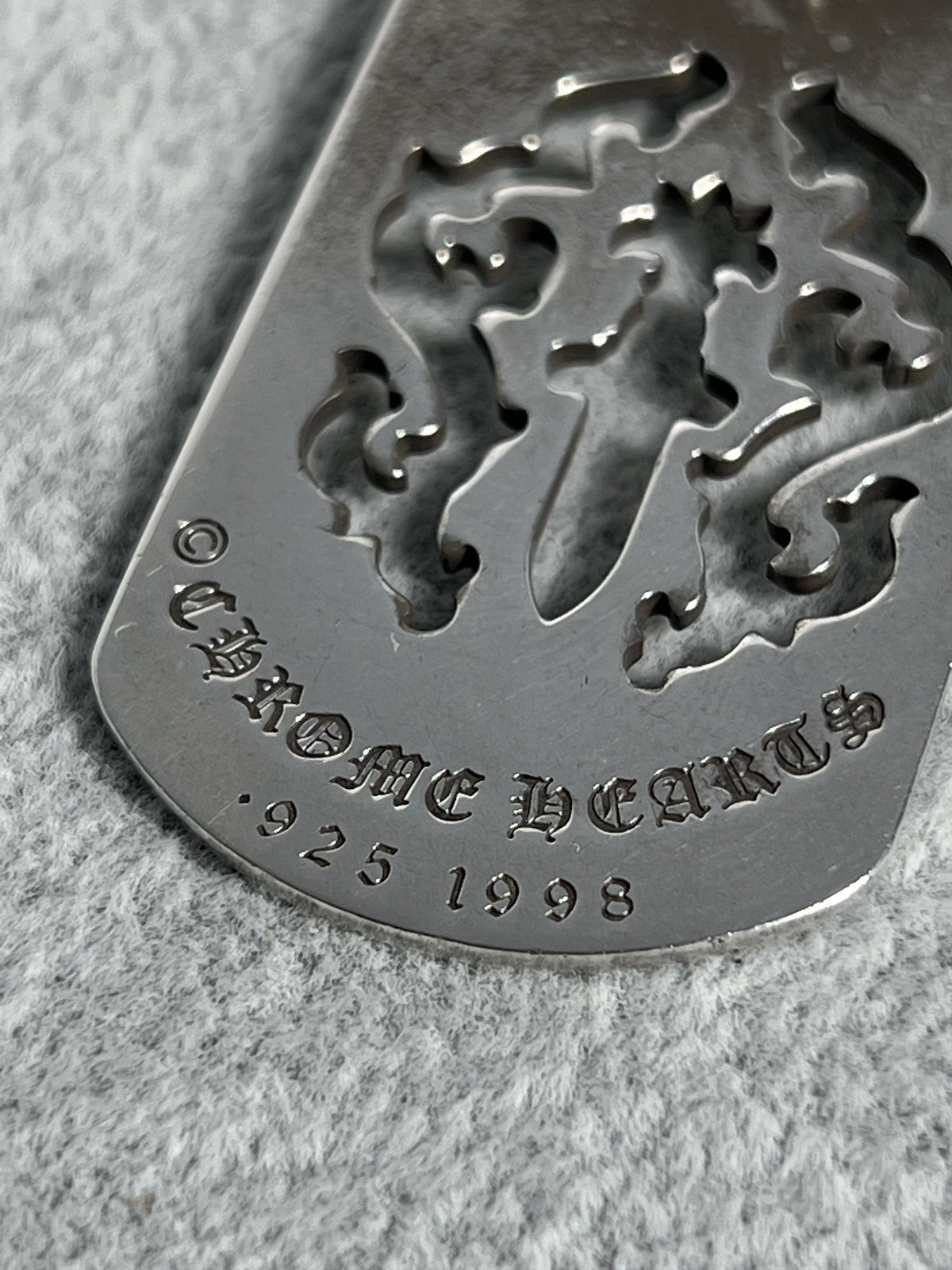 Chrome Hearts 1998 Dagger Cut-Out Dog Tag Pendant 925 Silver