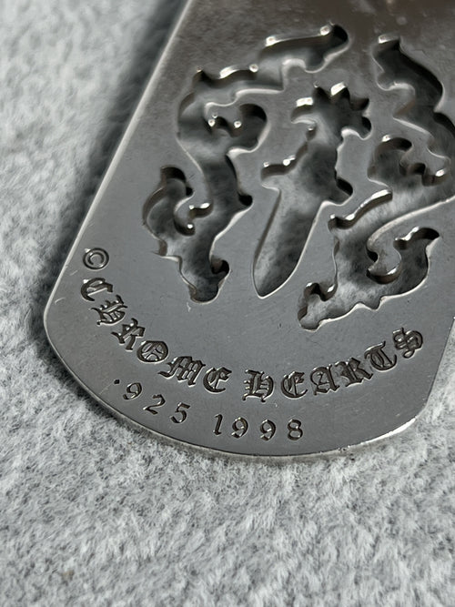 Chrome Hearts 1998 Dagger Cut-Out Dog Tag Pendant 925 Silver
