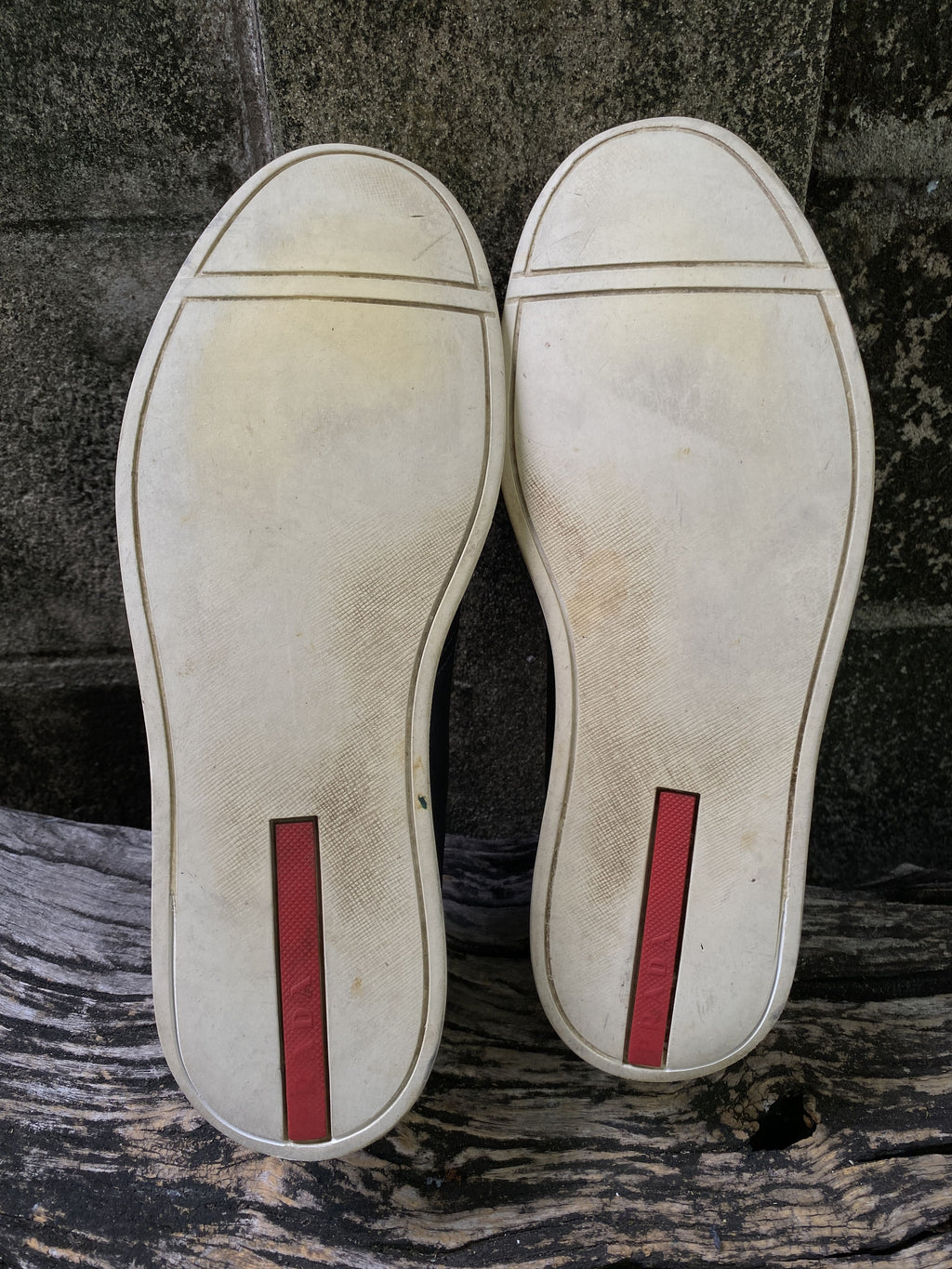Prada Black Leather Slip-On Sneakers Size UK7.5 US8.5