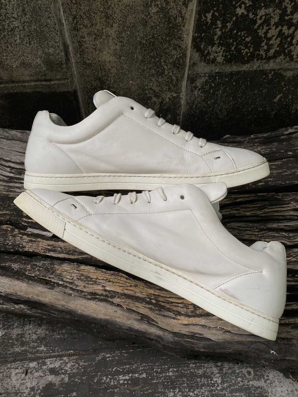 Fendi White Leather Bag Bugs Sneakers