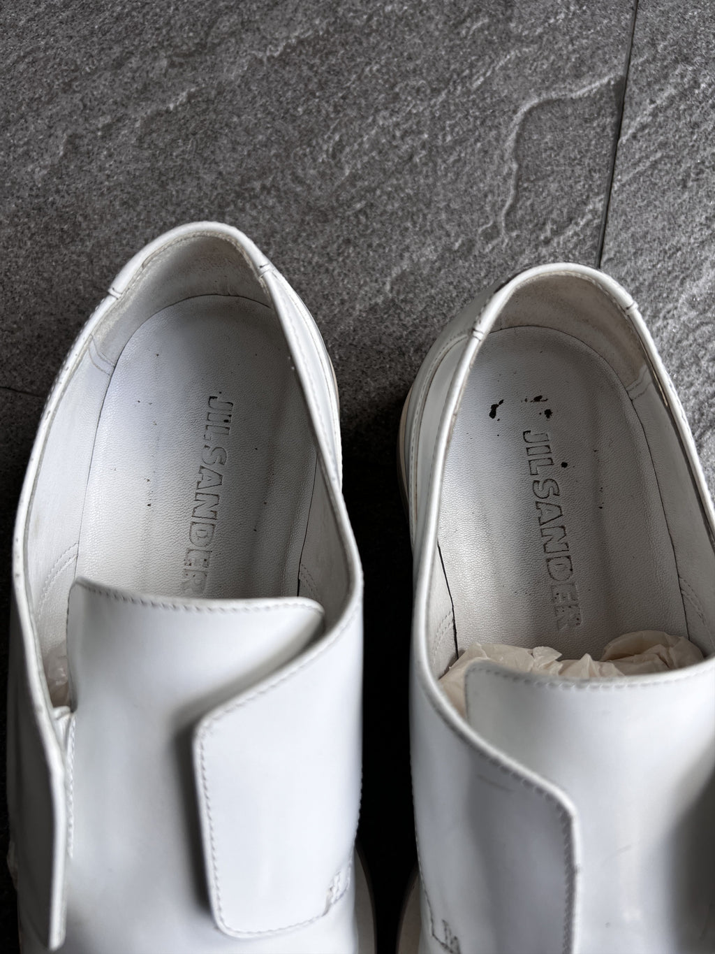 Jil Sander White Leather Concealed Lace Derby EU37