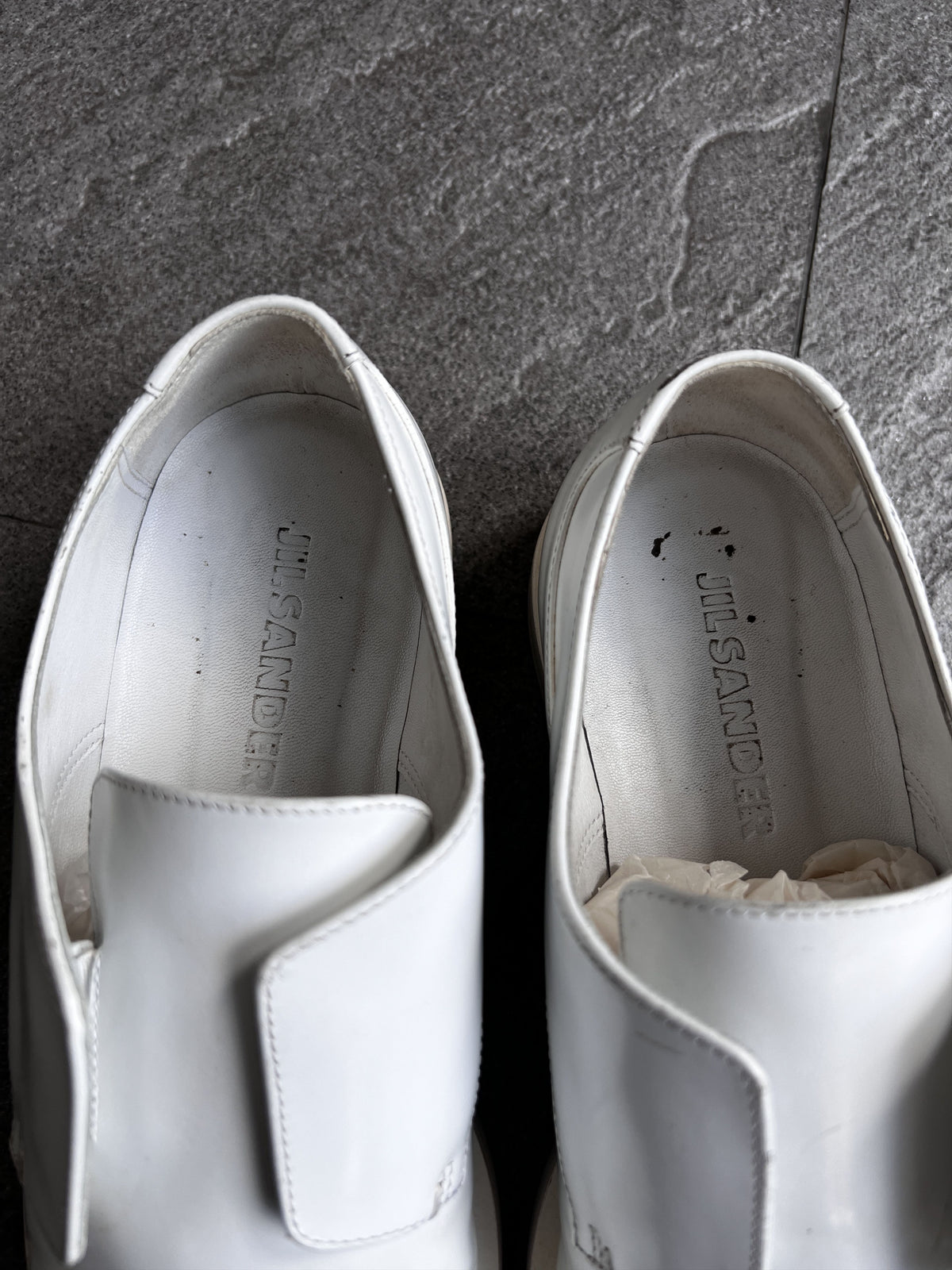 Jil Sander White Leather Concealed Lace Derby EU37