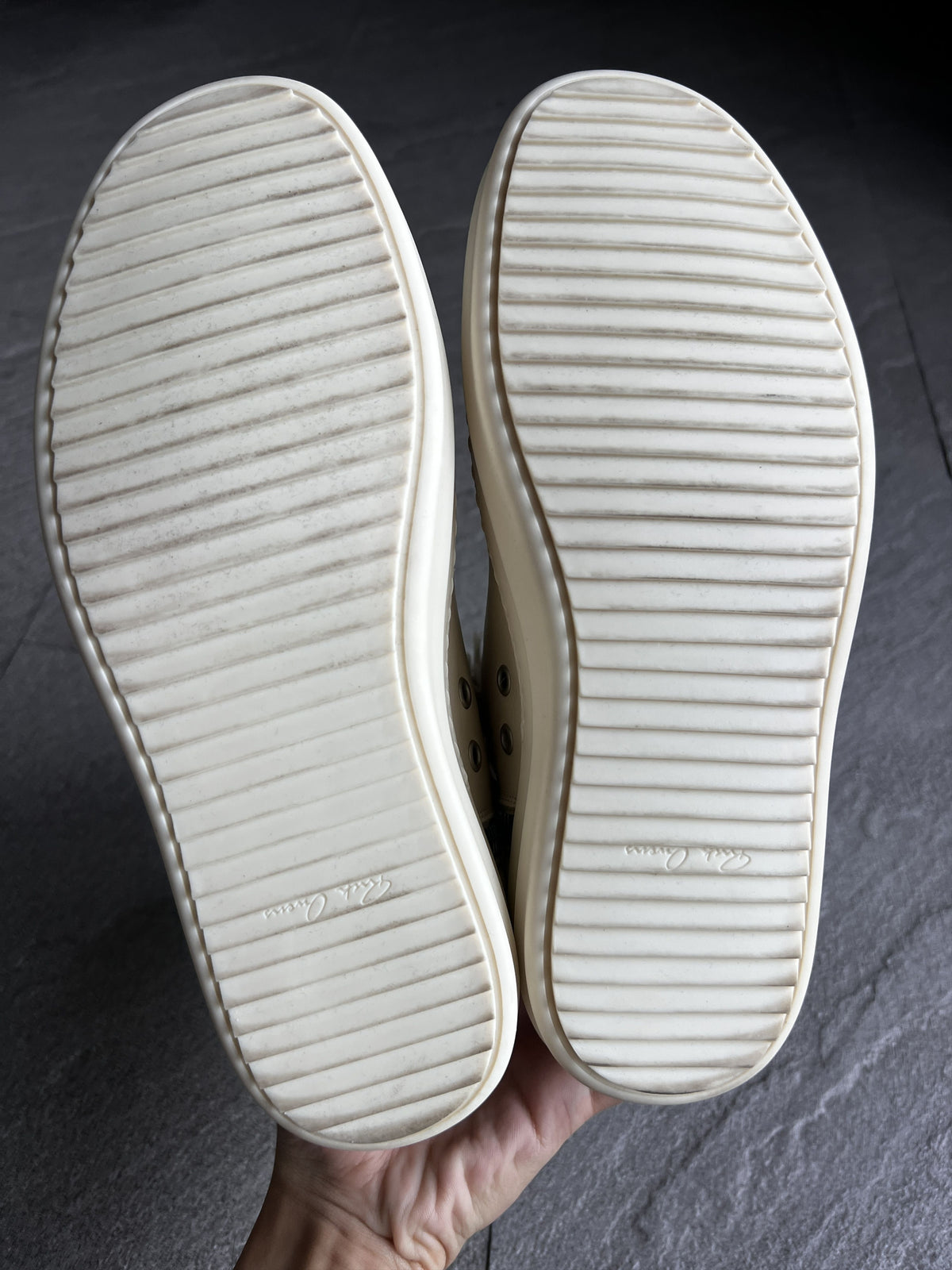 Rick Owens Mainline Leather High Sneakers Milk EU40