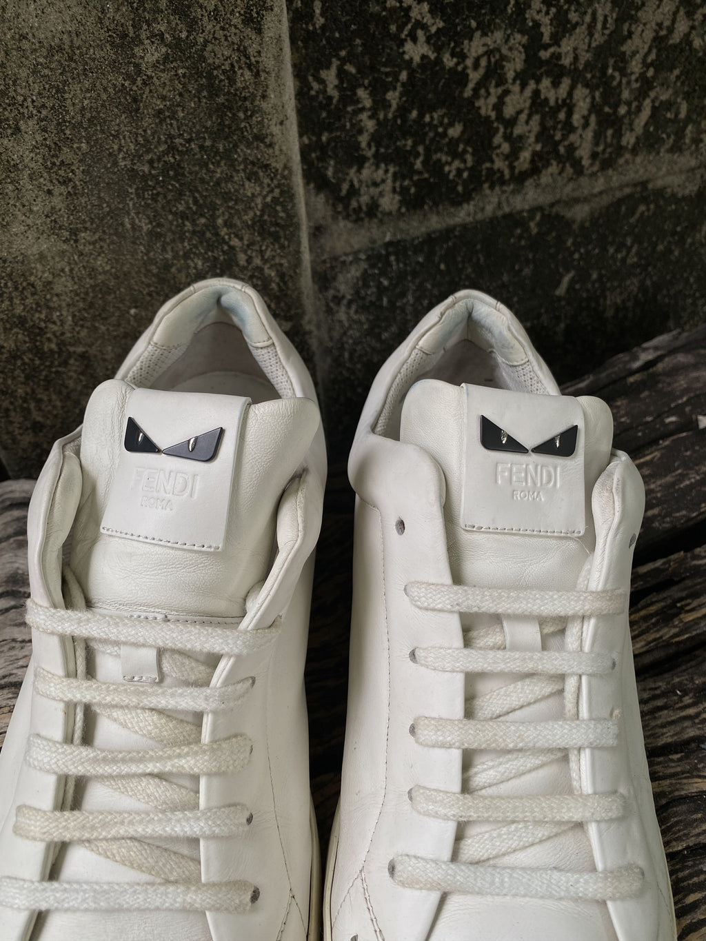 Fendi White Leather Bag Bugs Sneakers