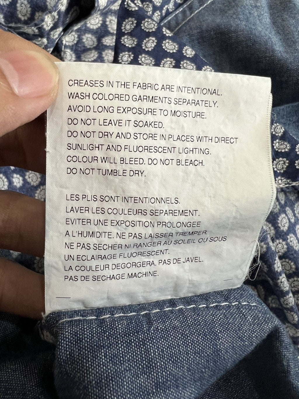 Comme des Garçons Homme denim shirt paisley pattern