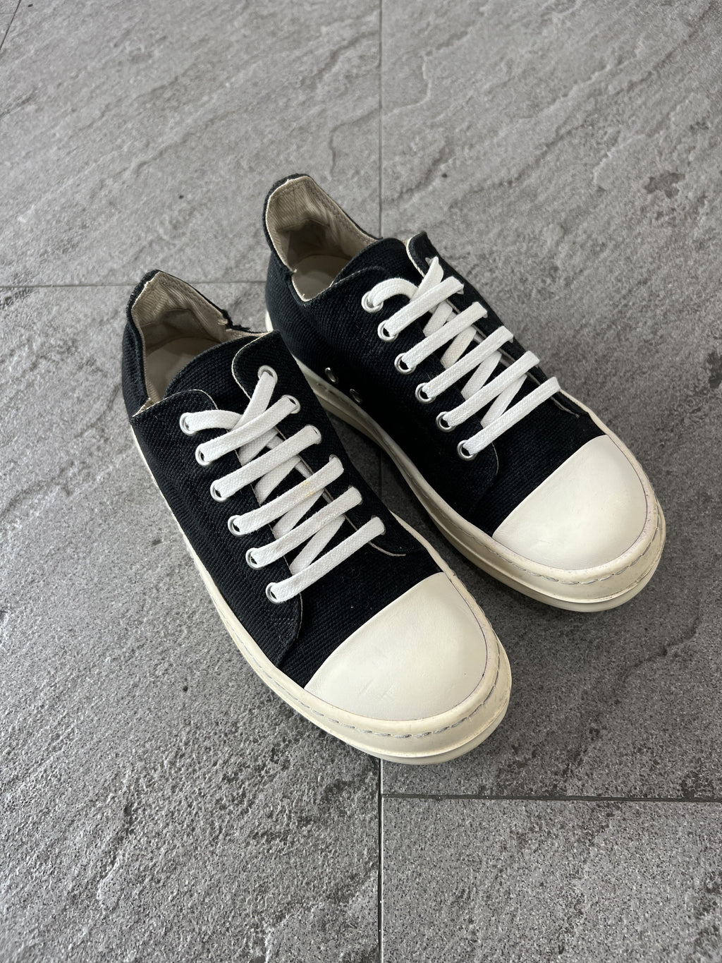 Rick Owens DRKSHDW Low Ramones Black Canvas