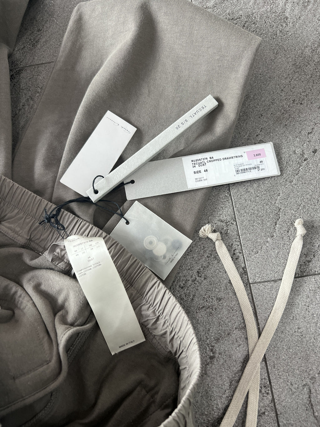 Rick Owens Sarouel Cropped Pants Dust Grey