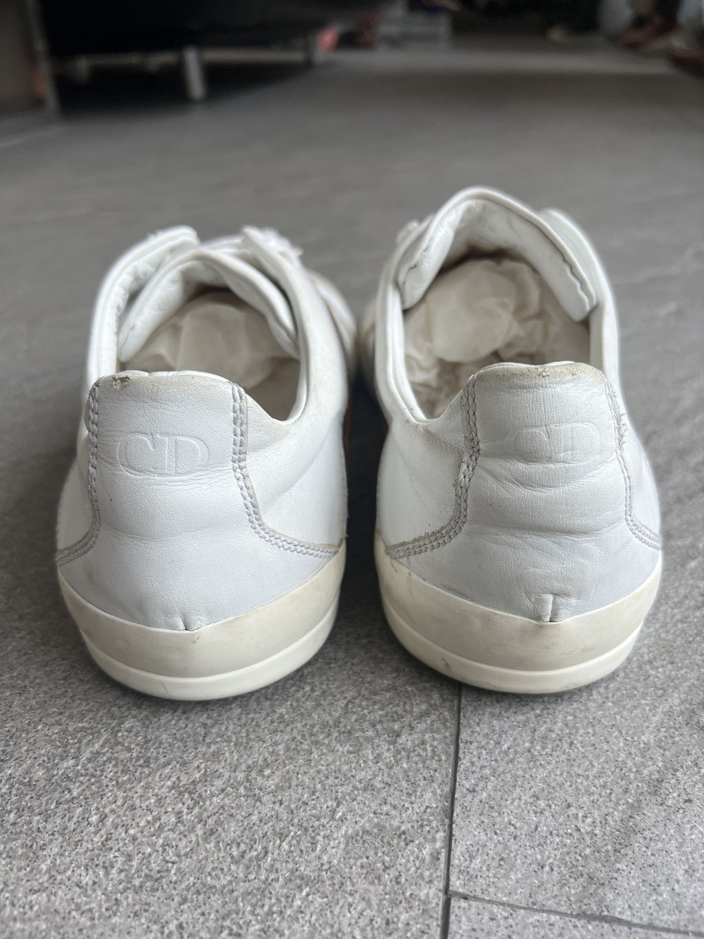 Dior Homme Leather Low Top Sneakers White Orange 41.5