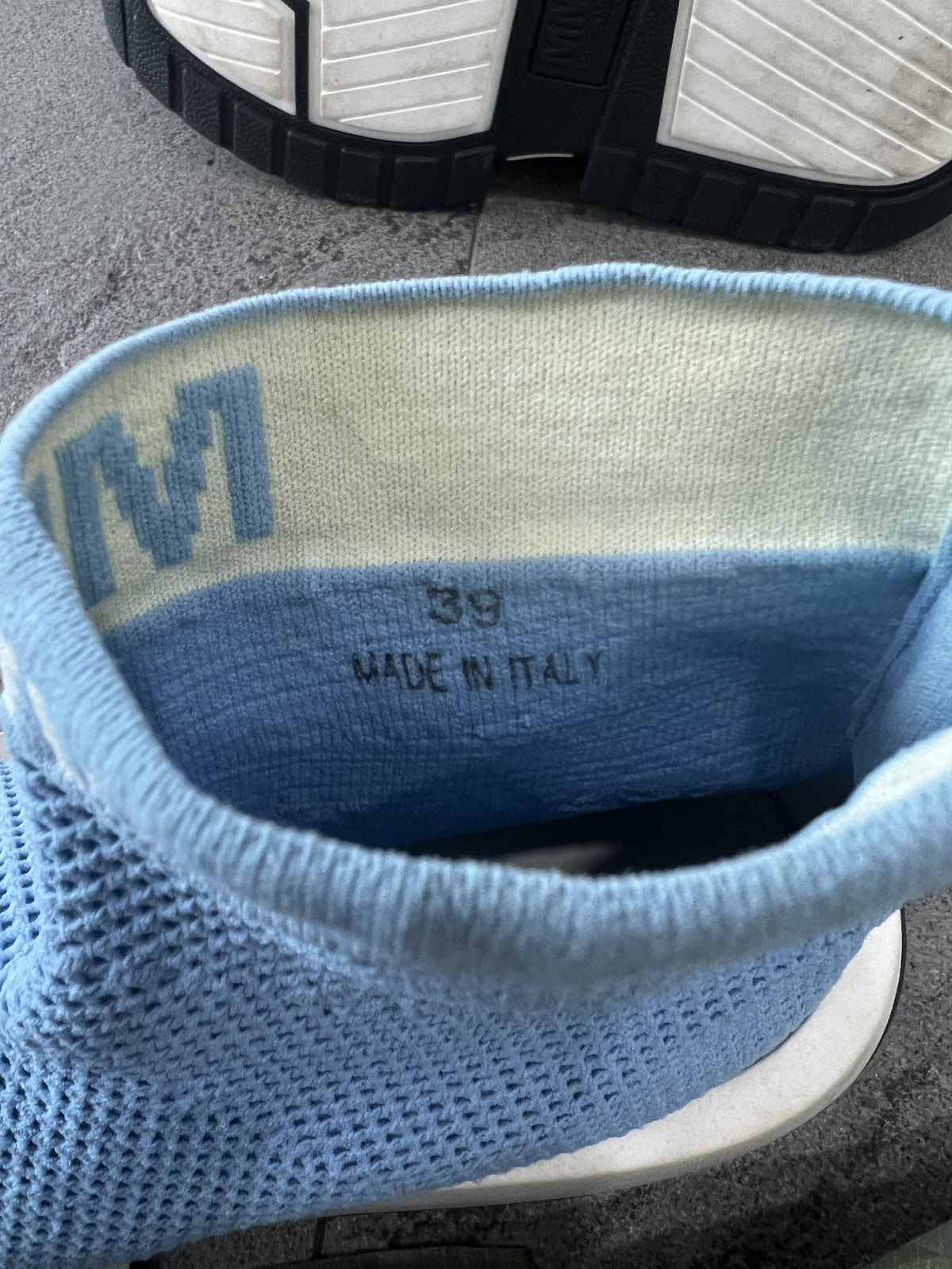 MM6 Maison Margiela Blue Knit Sock Logo High Top EU39