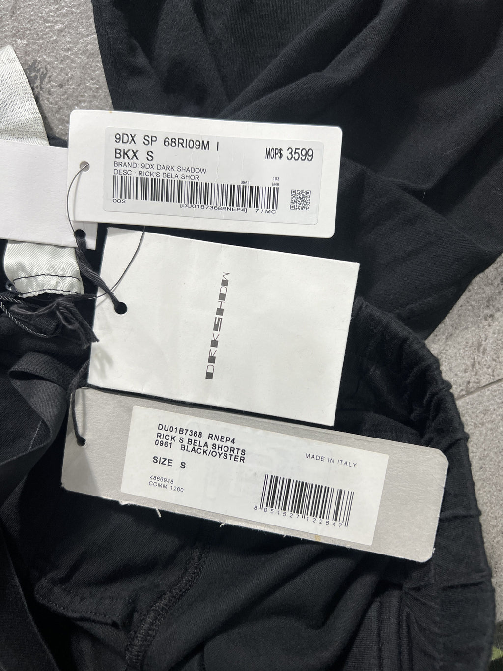Rick Owens DRKSHDW Bela Shorts Black Oyster S