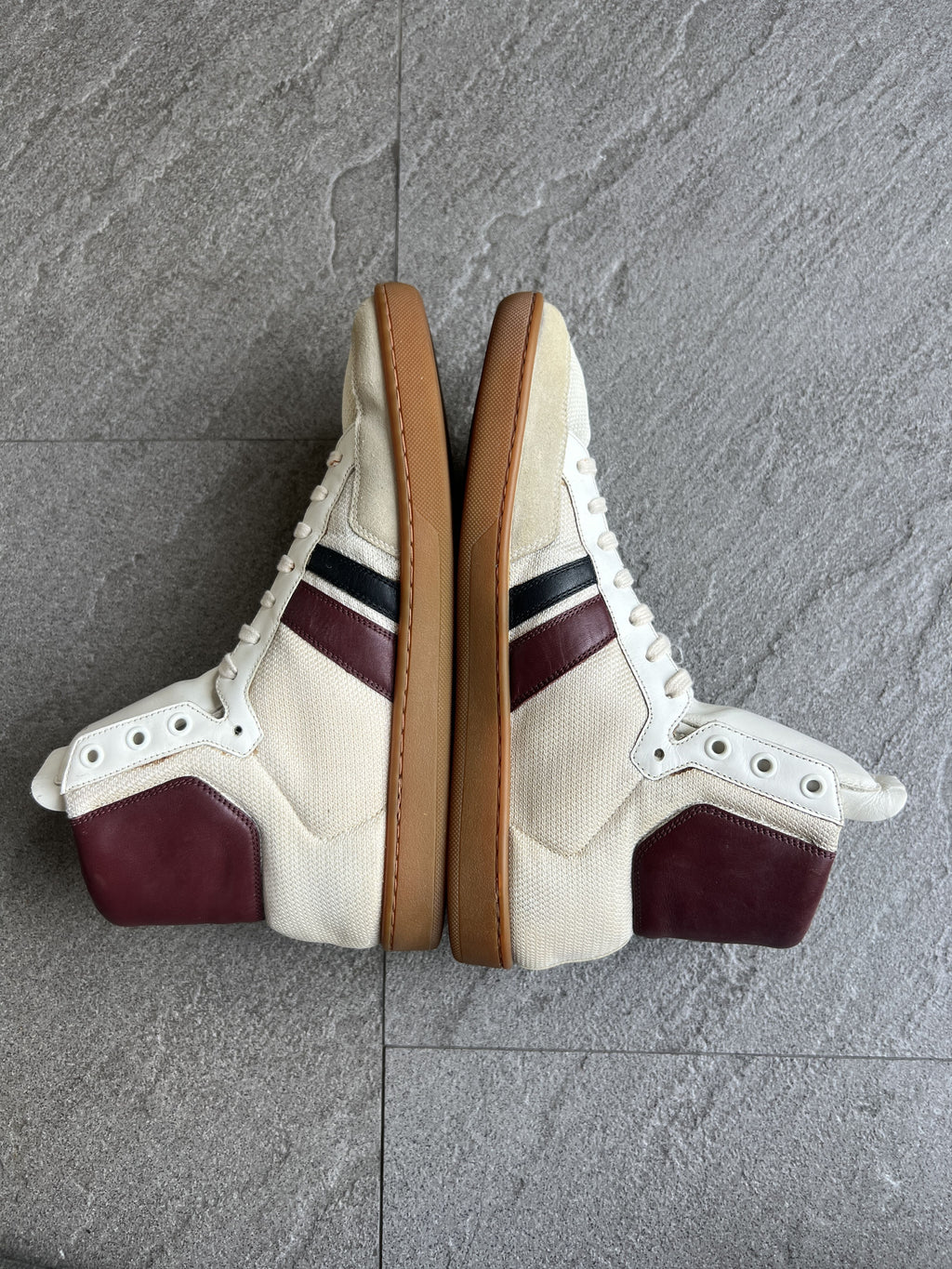 Saint Laurent SL/05H High Top Sneakers White Burgundy EU42
