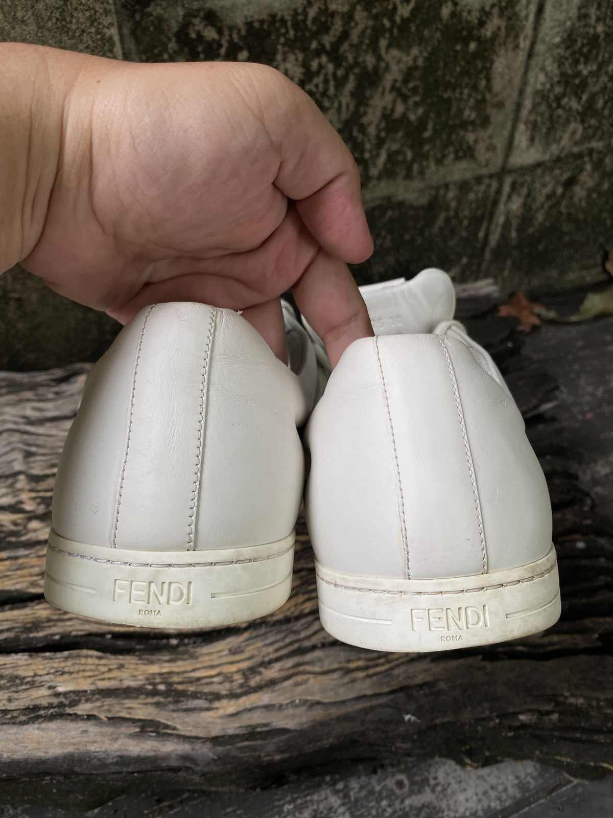 Fendi White Leather Bag Bugs Sneakers