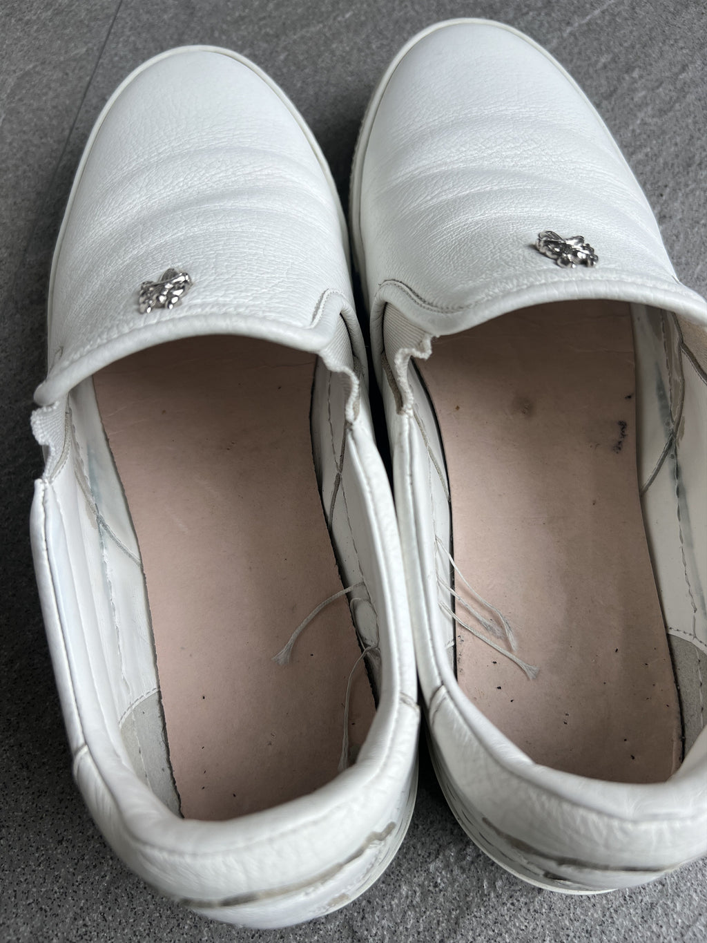 Chrome Hearts Dagger White Leather Slip-On Sneakers 40
