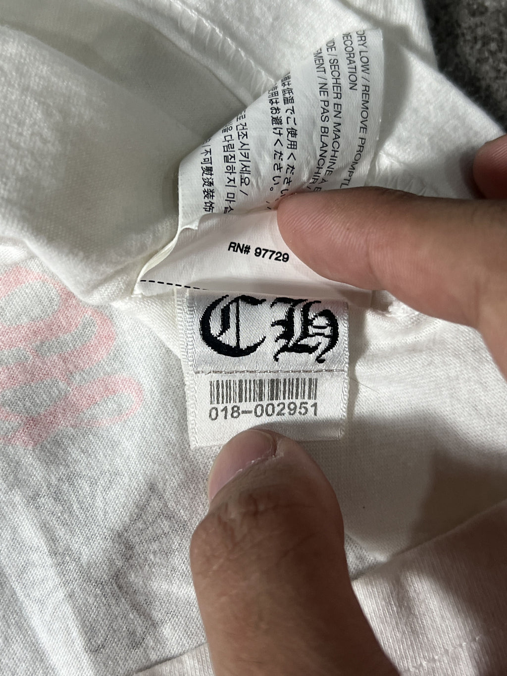 Chrome Hearts Pocket Tee White Small USA CH Logo