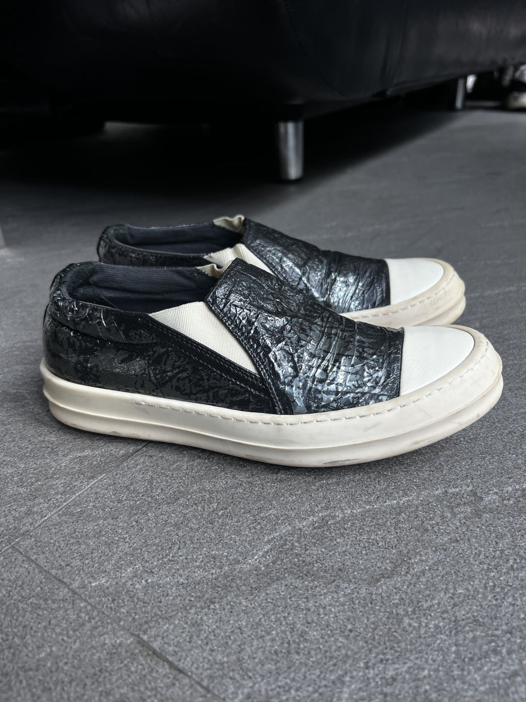 Rick Owens DRKSHDW Slip On Crackle Black EU39
