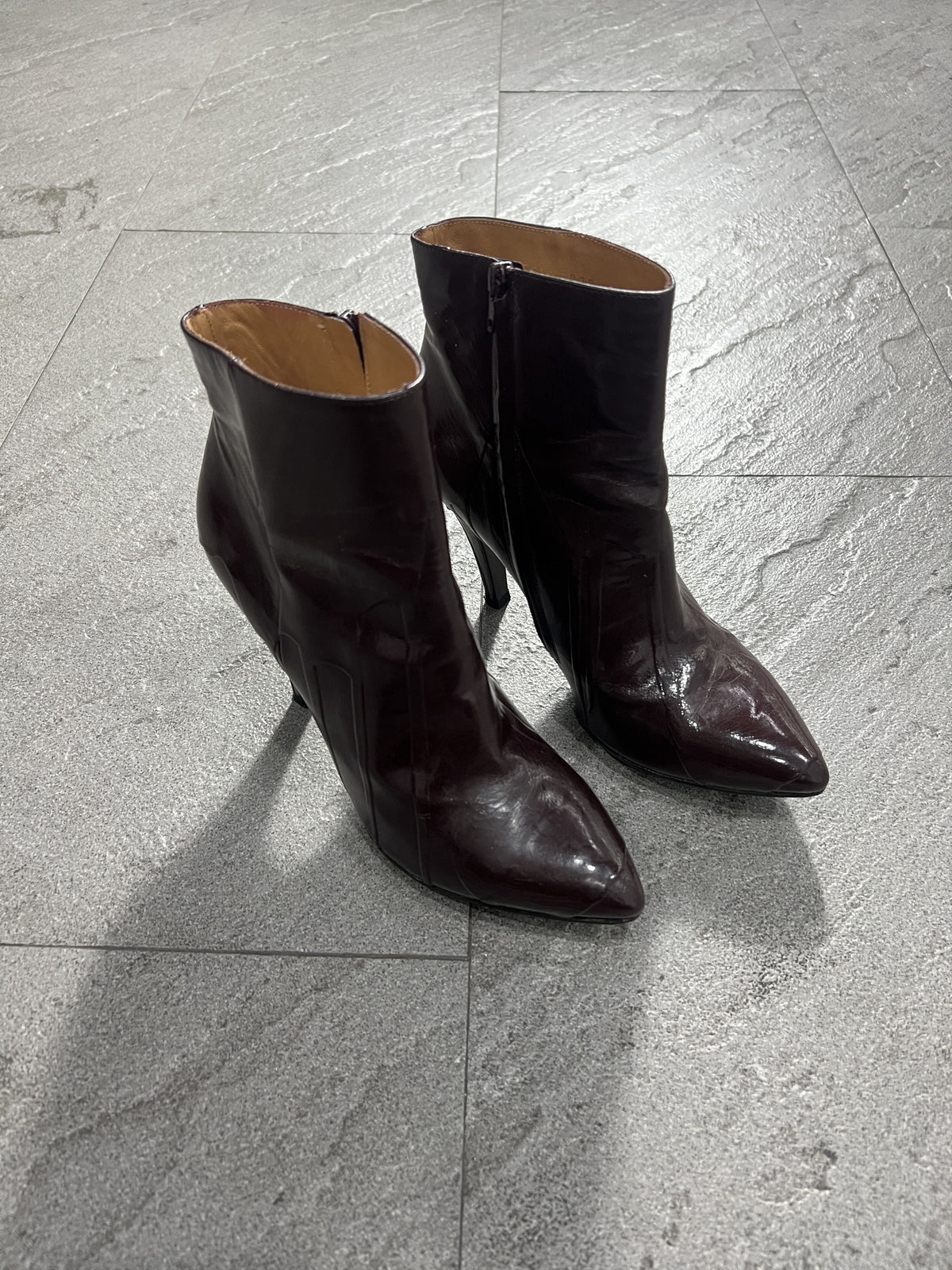 Maison Martin Margiela Oxblood Patent Leather Ankle Boots