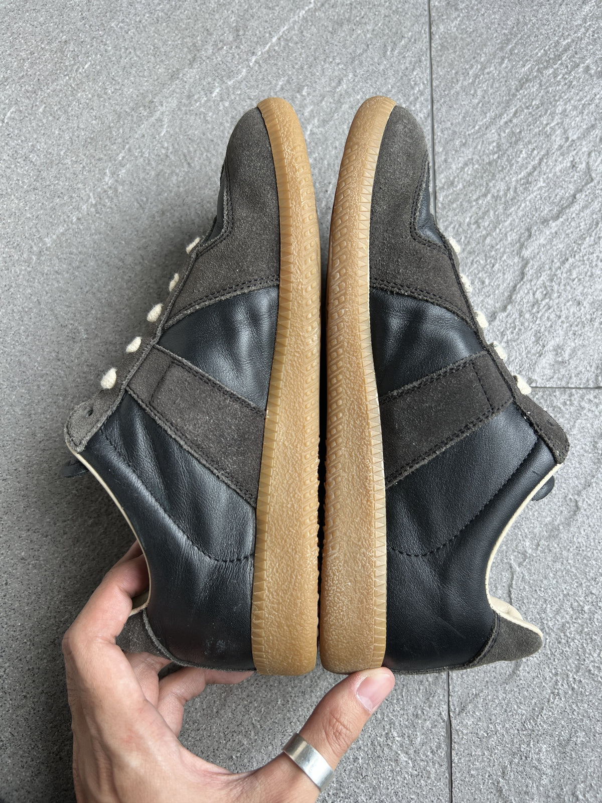 Maison Margiela Black Leather Replica GAT Sneakers