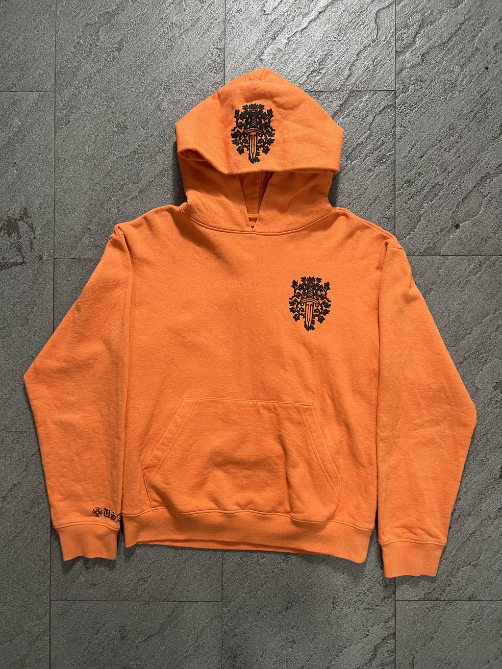 Chrome Hearts Dagger Crest Orange Hoodie USA Medium