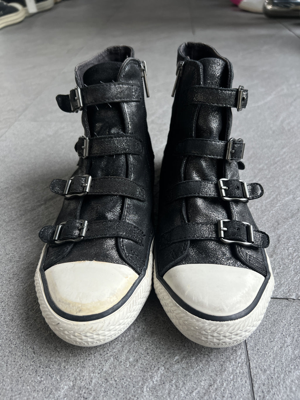ASH Virgin Multi Buckle Leather High Top Sneakers EU36