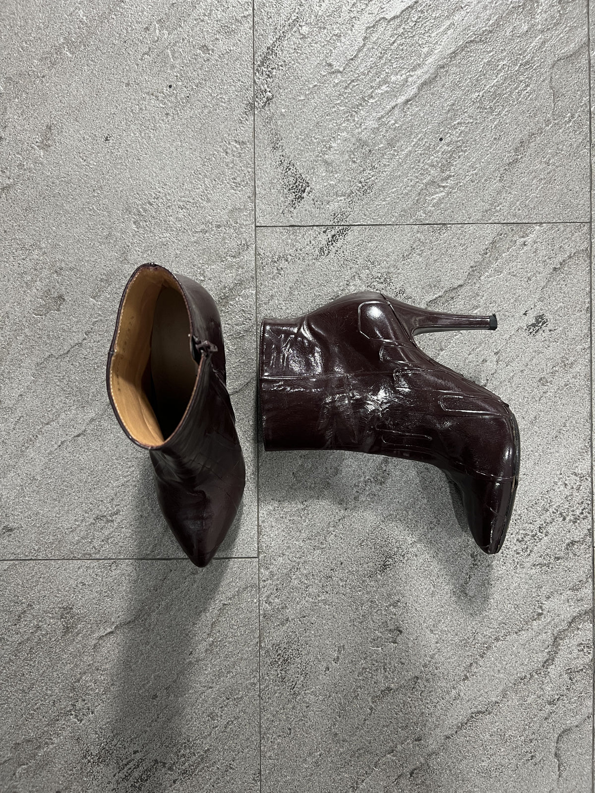 Maison Martin Margiela Oxblood Patent Leather Ankle Boots