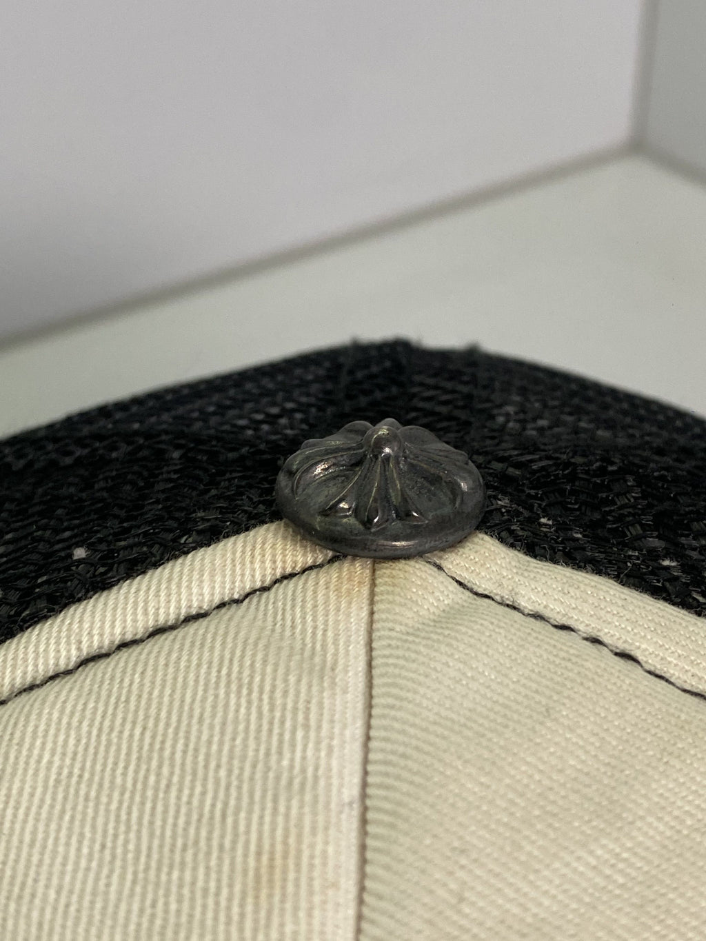 Chrome Hearts FUCK Hollywood Black Cream Trucker Hat