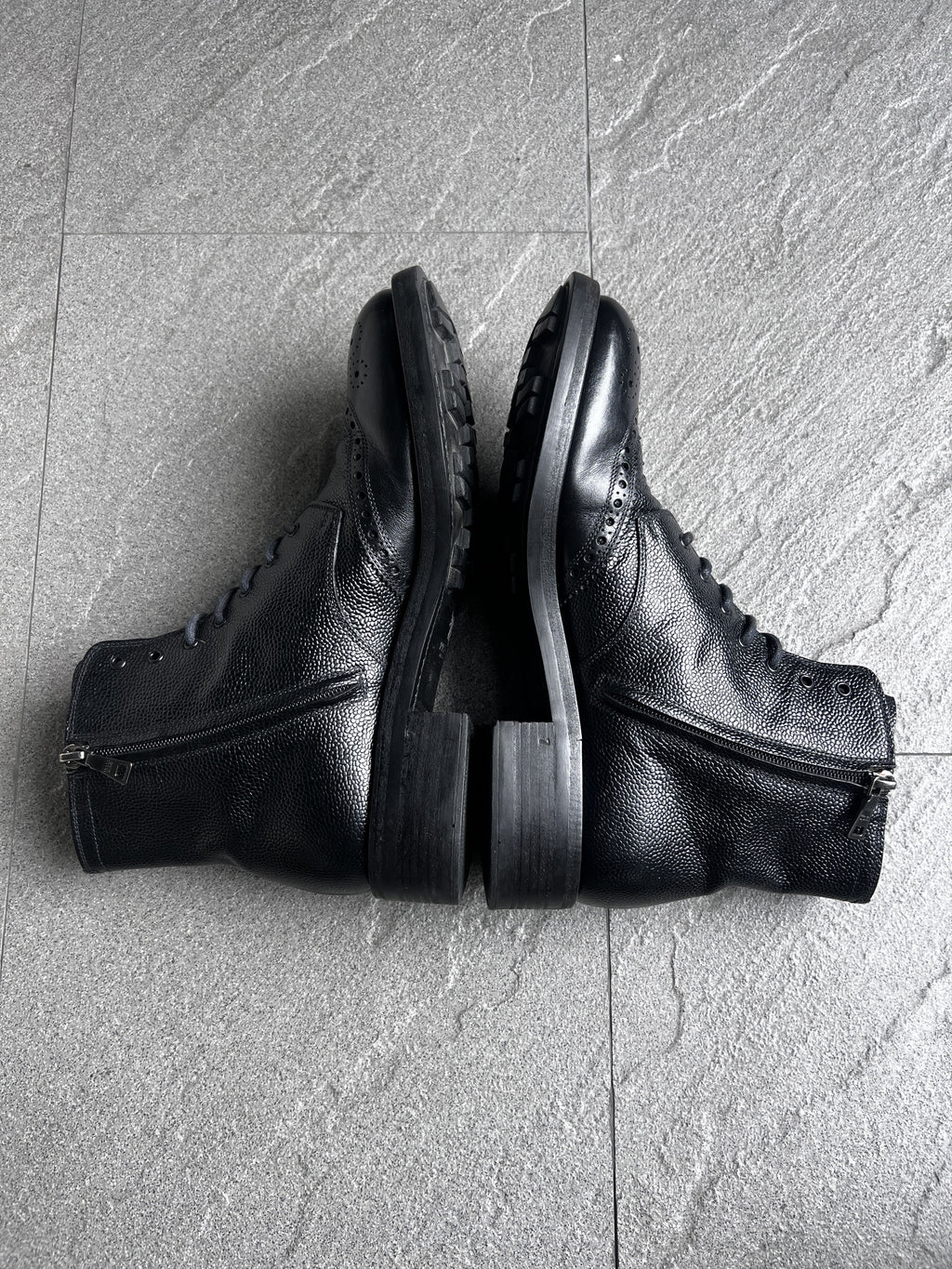 Prada Full Brogue Leather Boots Size 7