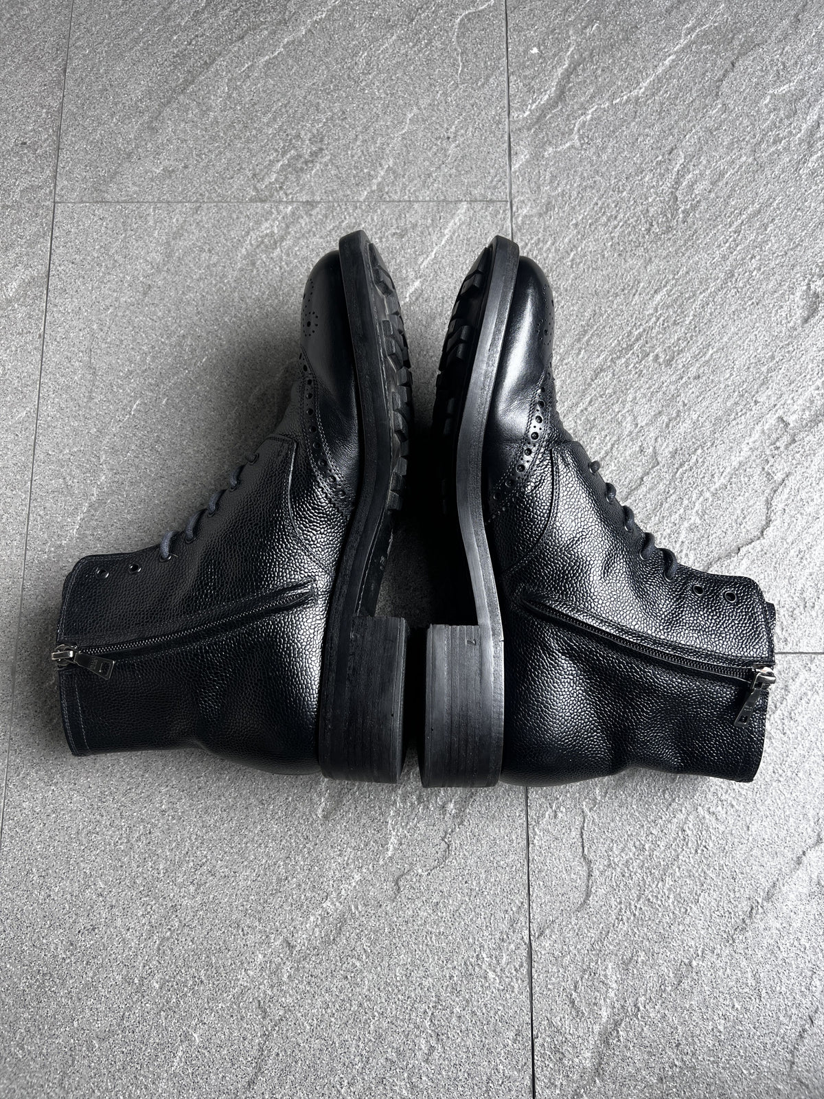Prada Full Brogue Leather Boots Size 7