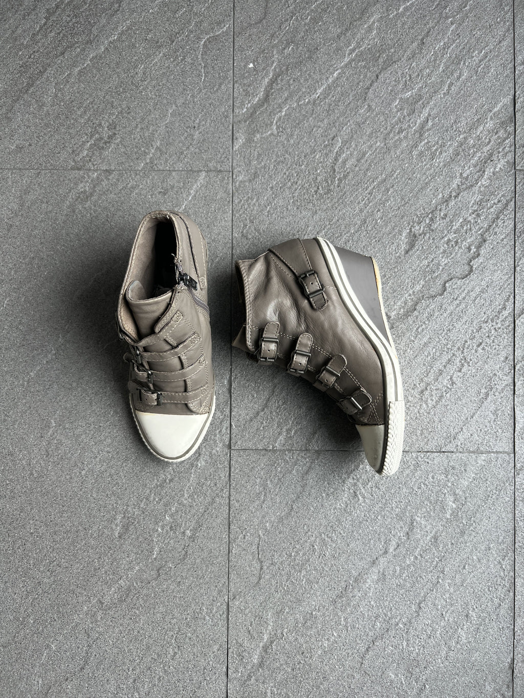 ASH Buckle Wedge Leather High Top Sneakers EU37