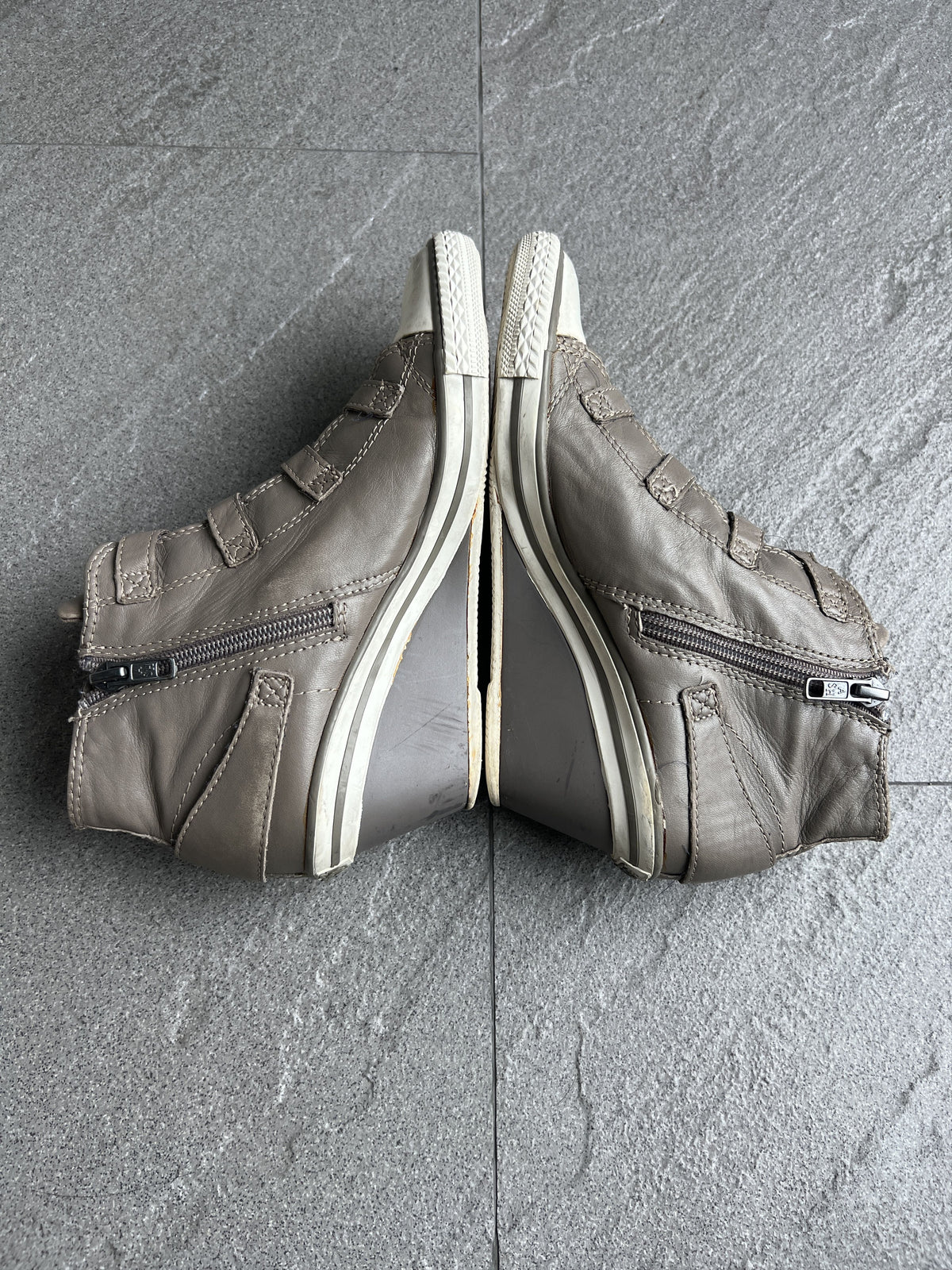 ASH Buckle Wedge Leather High Top Sneakers EU37