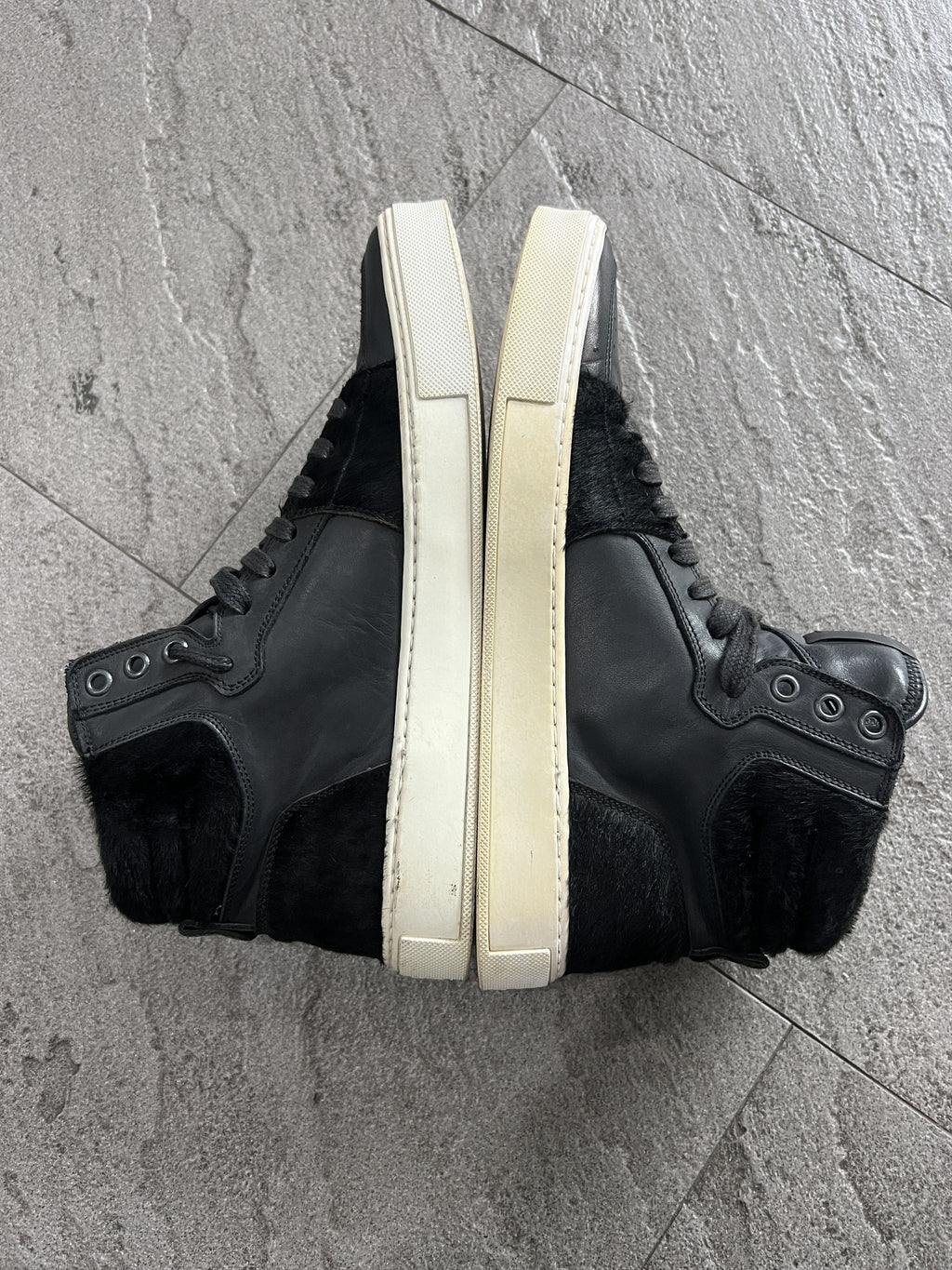 Yves Saint Laurent Leather Pony Hair High Sneakers Black 40
