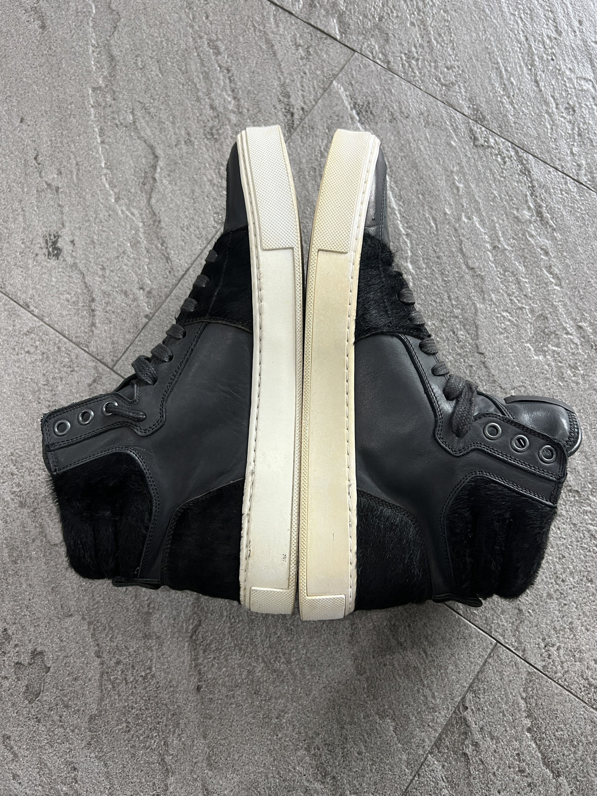 Yves Saint Laurent Leather Pony Hair High Sneakers Black 40