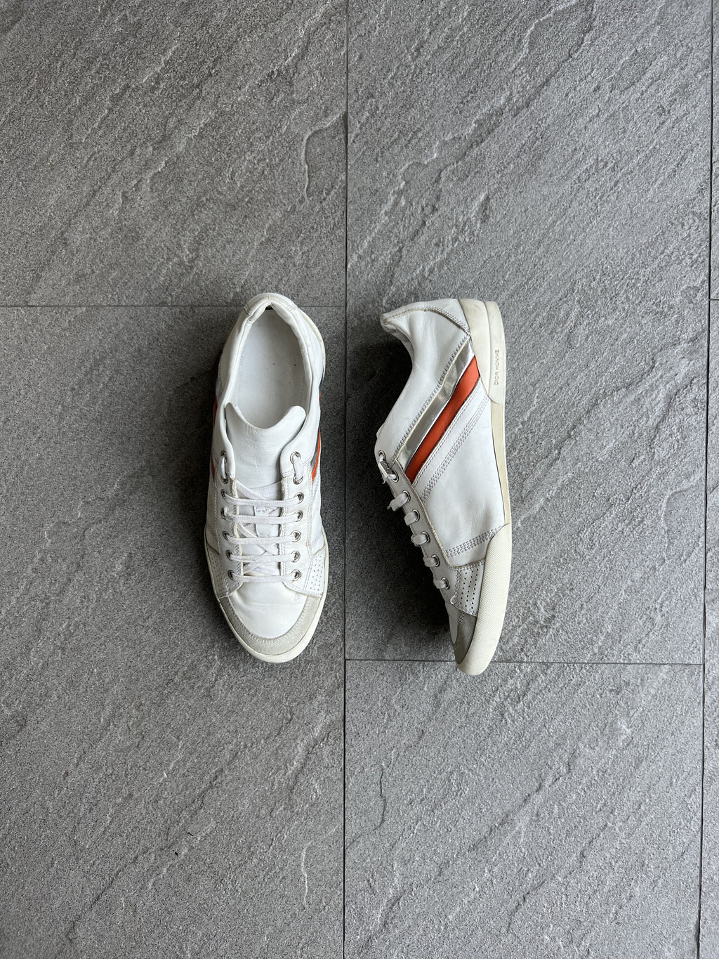 Dior Homme Leather Low Top Sneakers White Orange 41.5