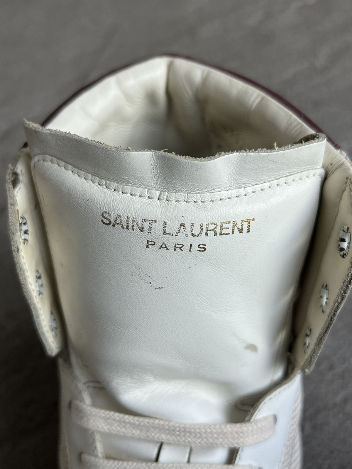 Saint Laurent SL/05H High Top Sneakers White Burgundy EU42