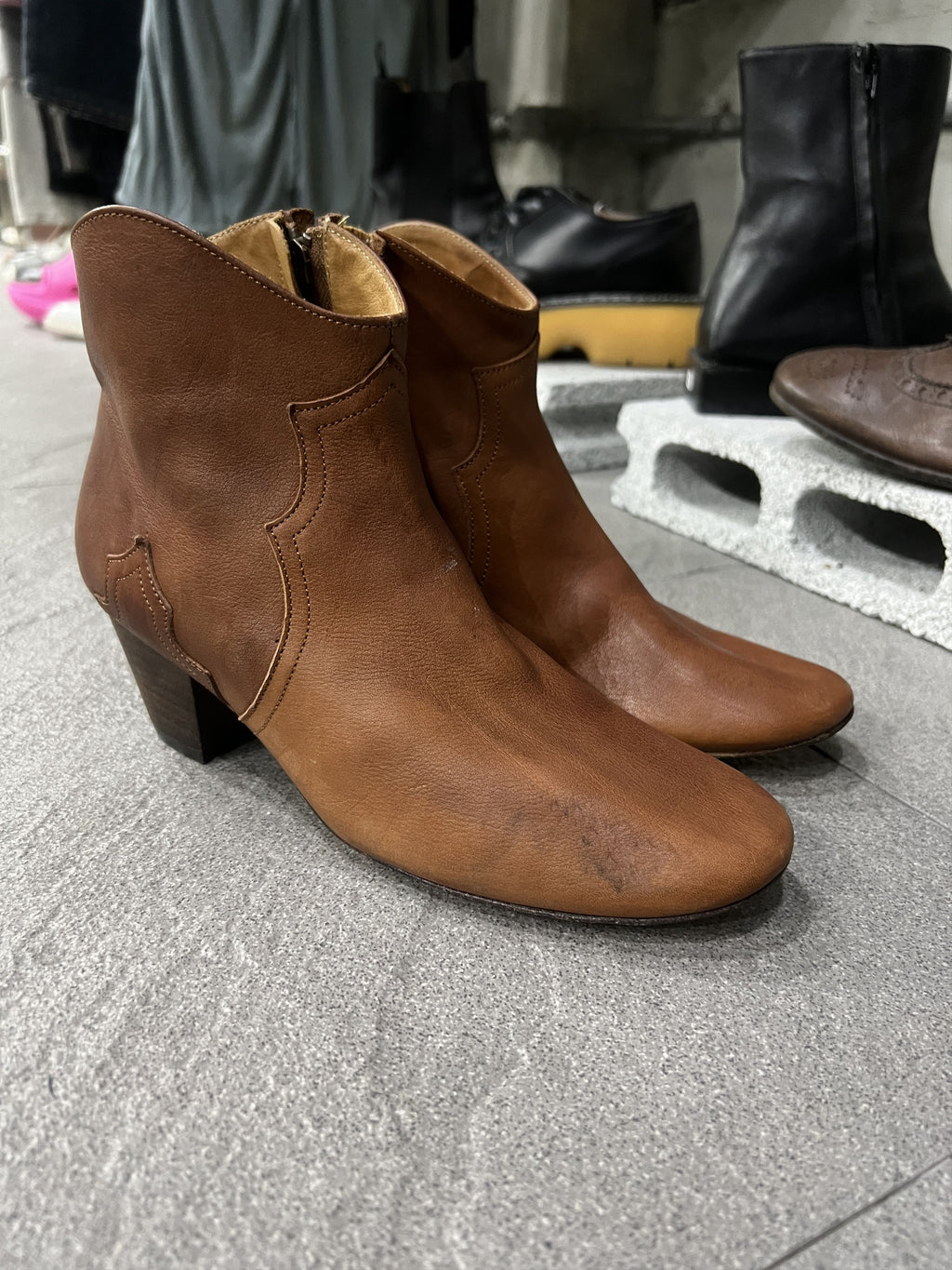 Isabel Marant Brown Leather Western Ankle Boots EU38