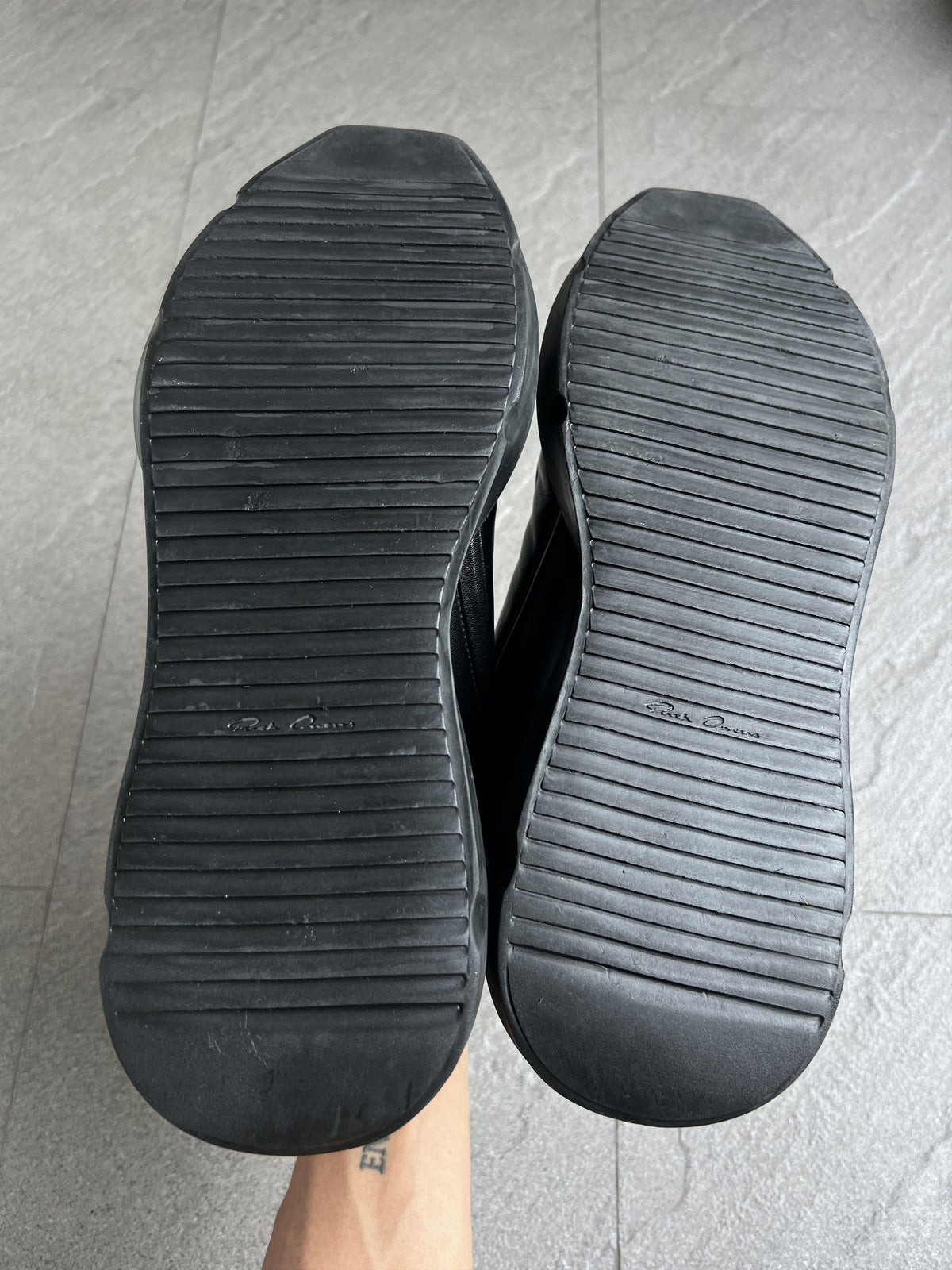 Rick Owens Maximal Runner Black Leather Sneakers EU42