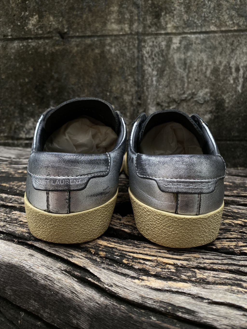 Saint Laurent Metallic Silver Court Classic 35.5