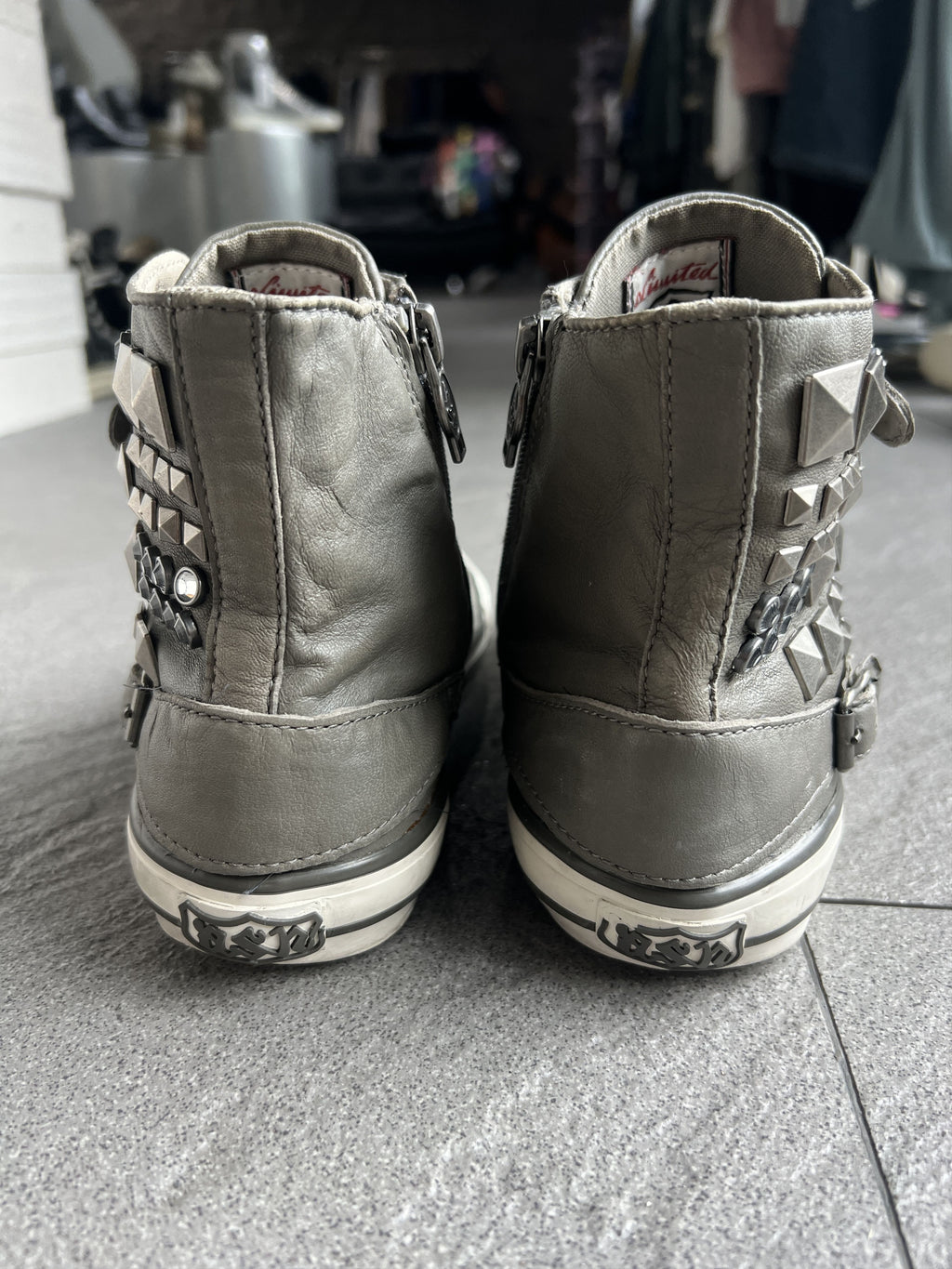 ASH Studded Buckle Leather High Top Sneakers EU38