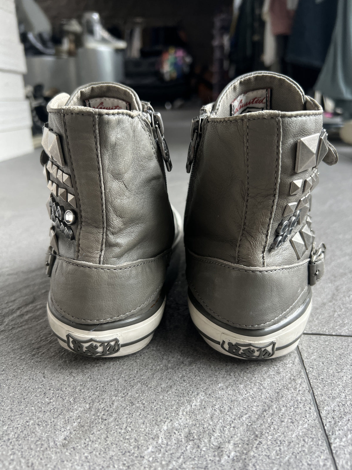 ASH Studded Buckle Leather High Top Sneakers EU38