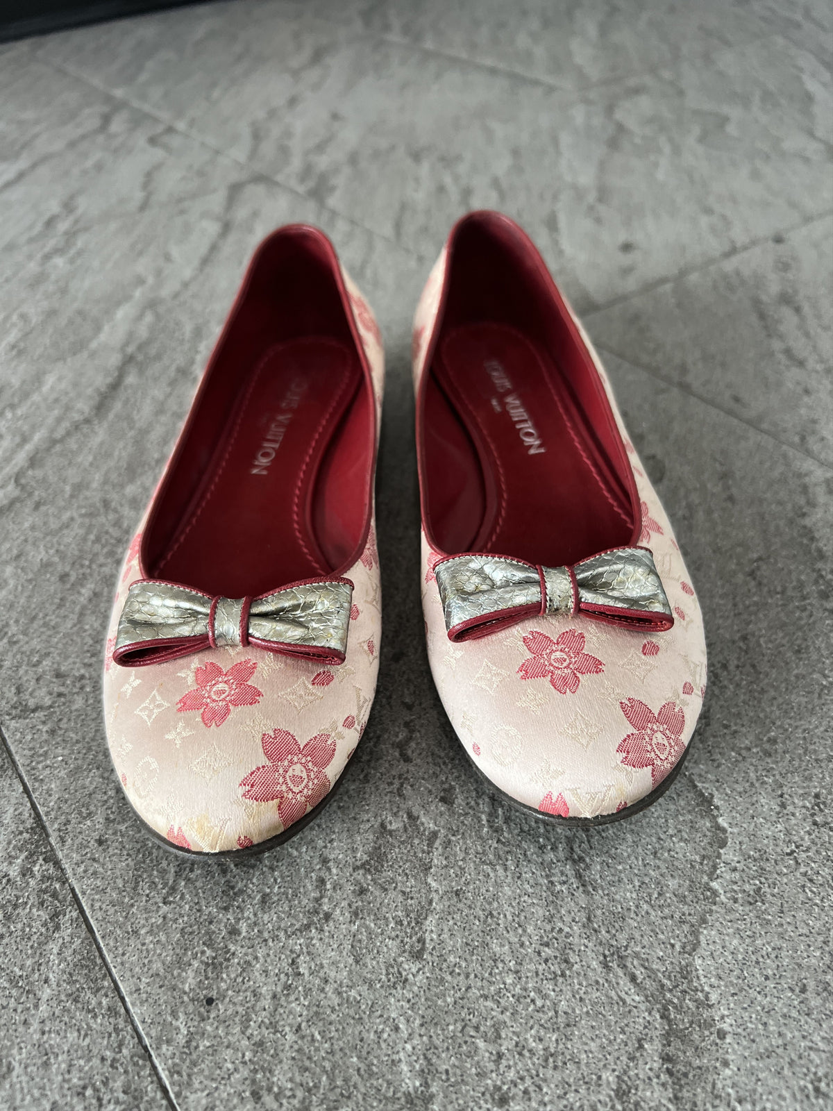 Louis Vuitton Floral Ballet Flats Pink Bow EU38