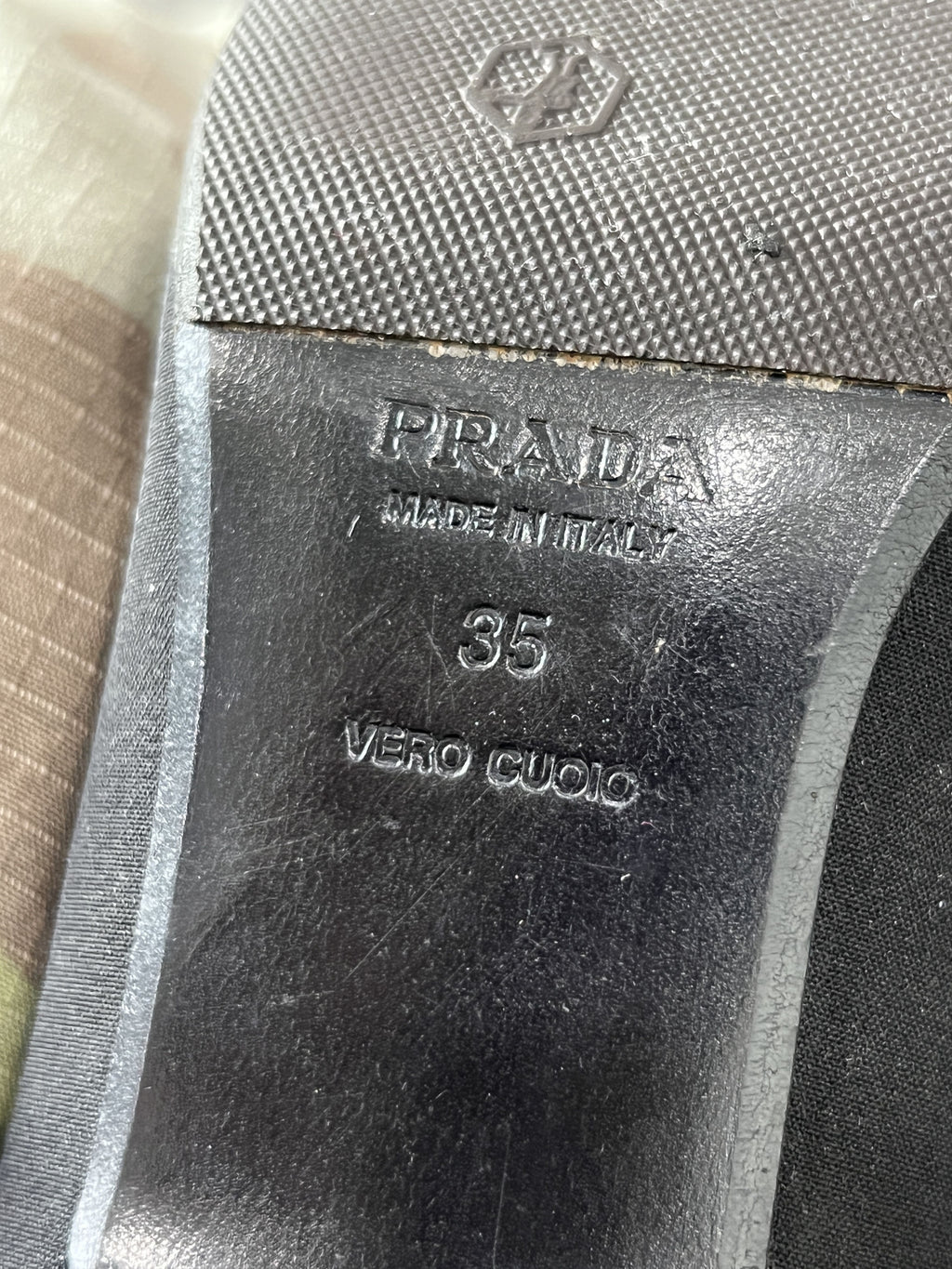 Prada Black Satin Pumps Square Toe Logo Heels EU35