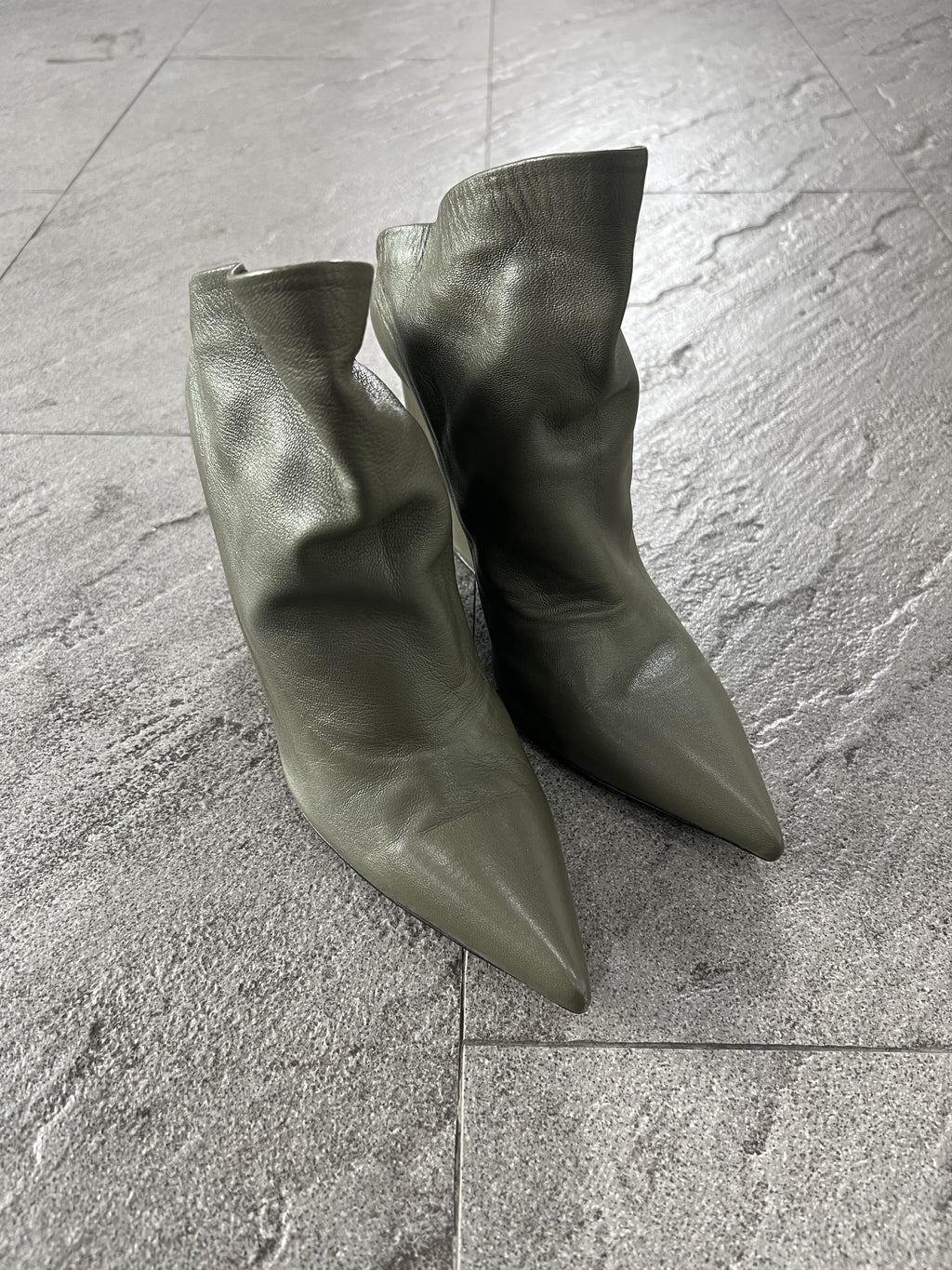Balenciaga Knife Wedge Ankle Boots Olive Green 36.5