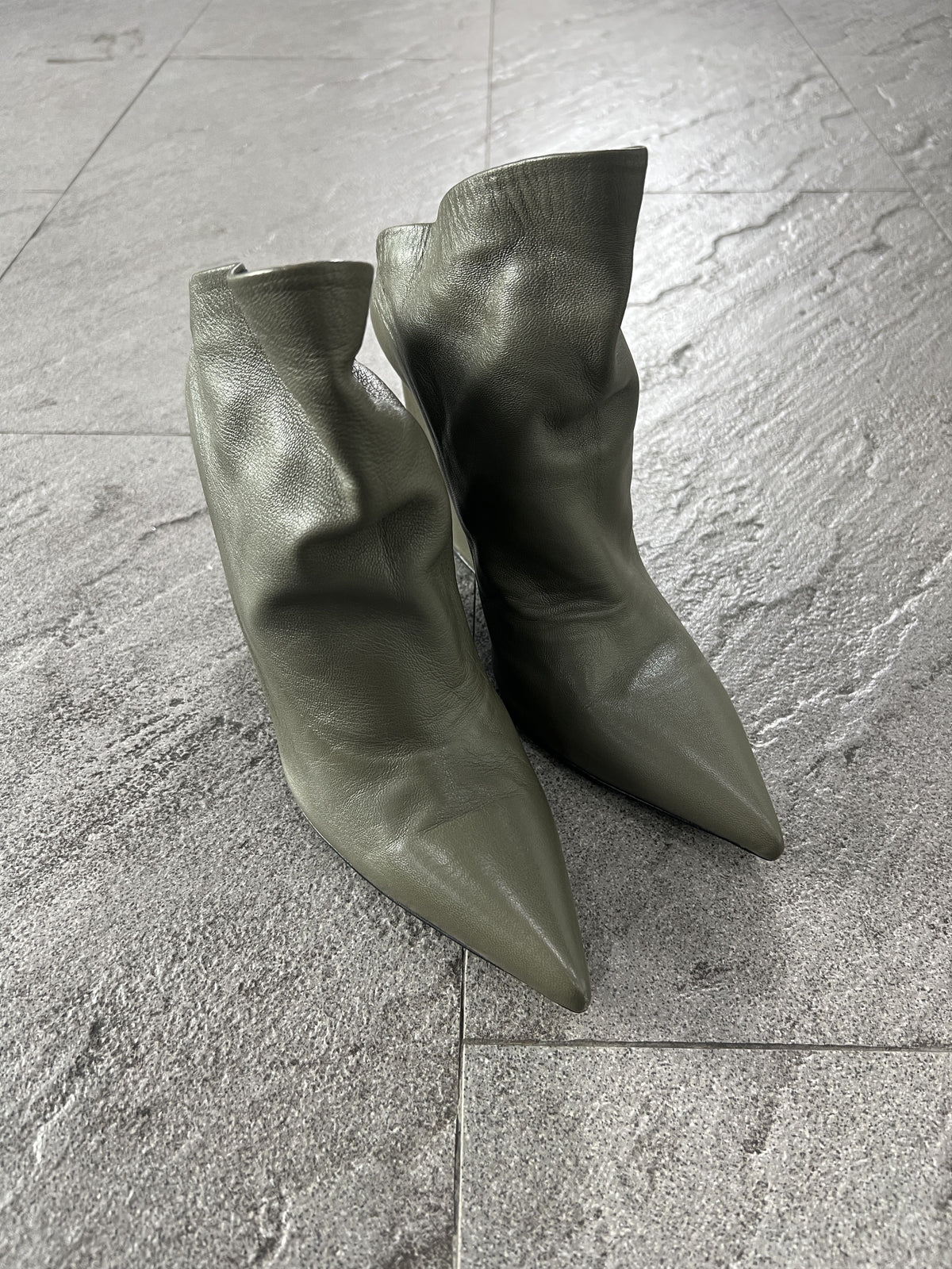 Balenciaga Knife Wedge Ankle Boots Olive Green 36.5