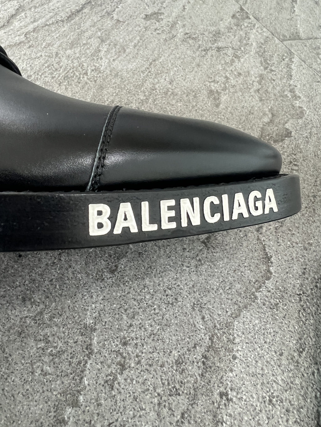 Balenciaga Black Leather Derby Shoes Logo Sole 43