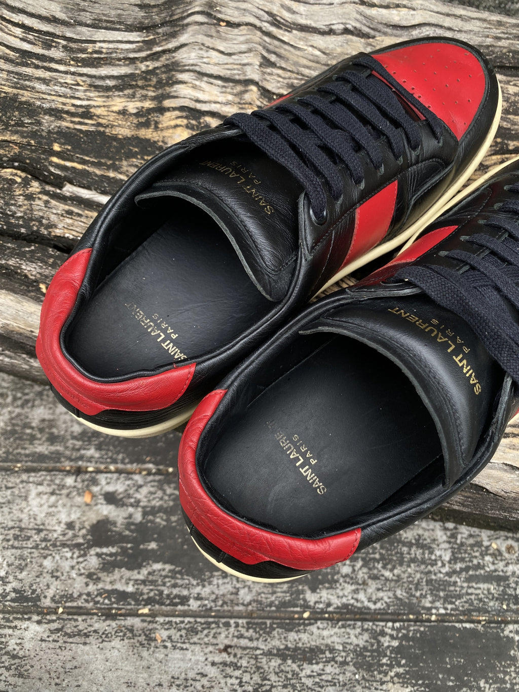 Saint Laurent Black Red Leather Sneakers EU 40