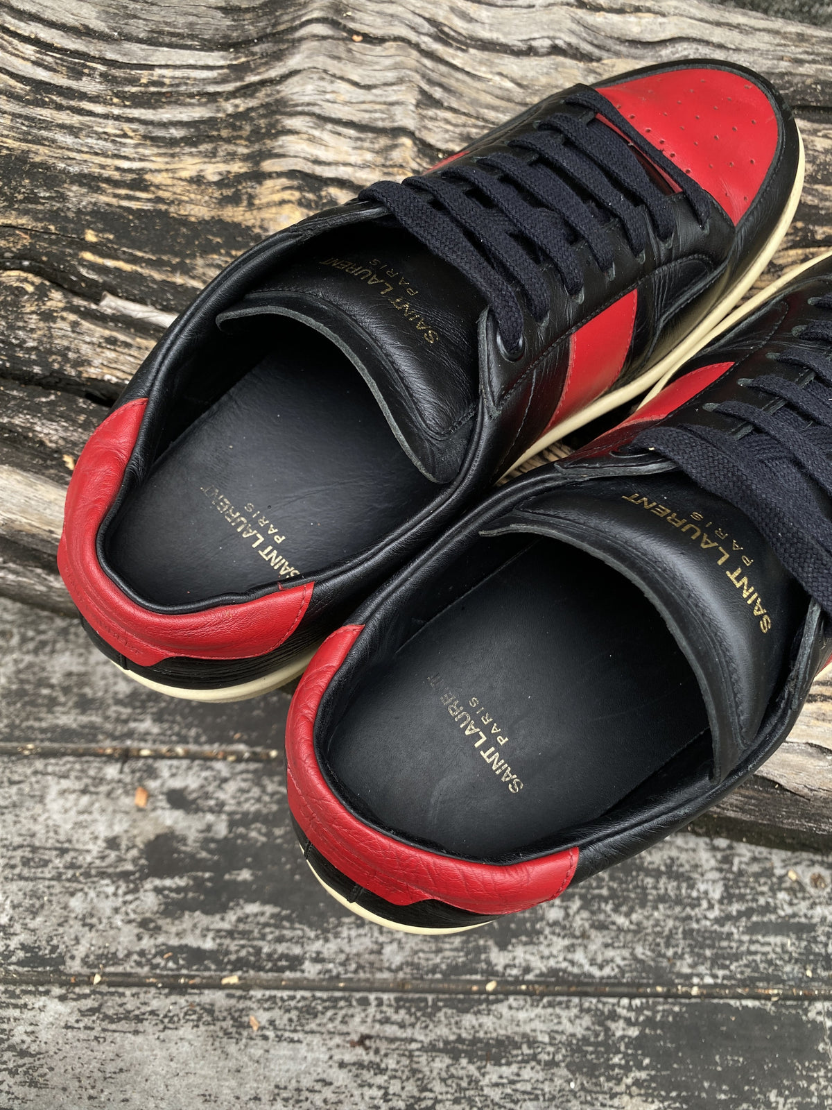 Saint Laurent Black Red Leather Sneakers EU 40