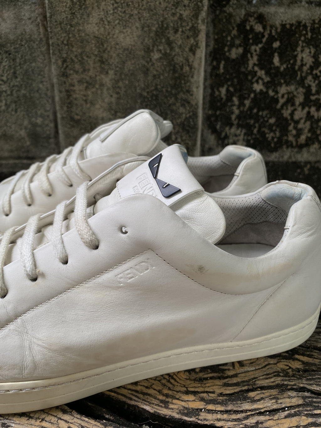 Fendi White Leather Bag Bugs Sneakers
