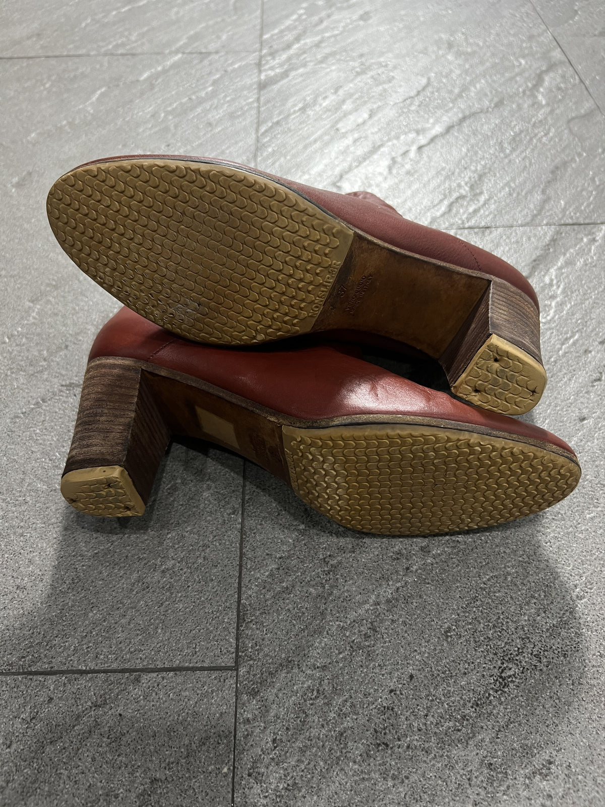 Maison Martin Margiela Oxblood Leather Ankle Boots Heel