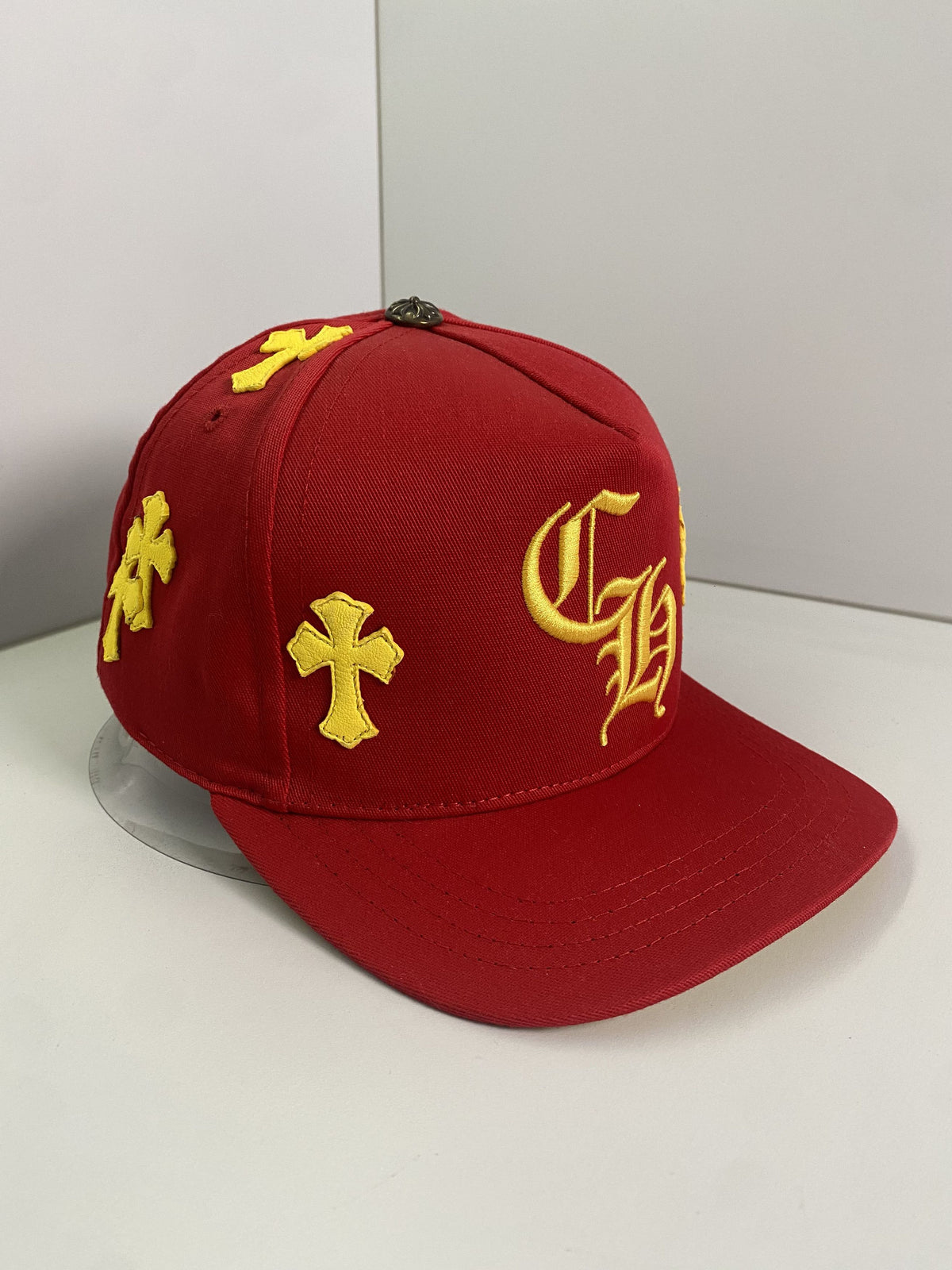 Chrome Hearts Red Yellow Multi Cross Patches Snapback Cap