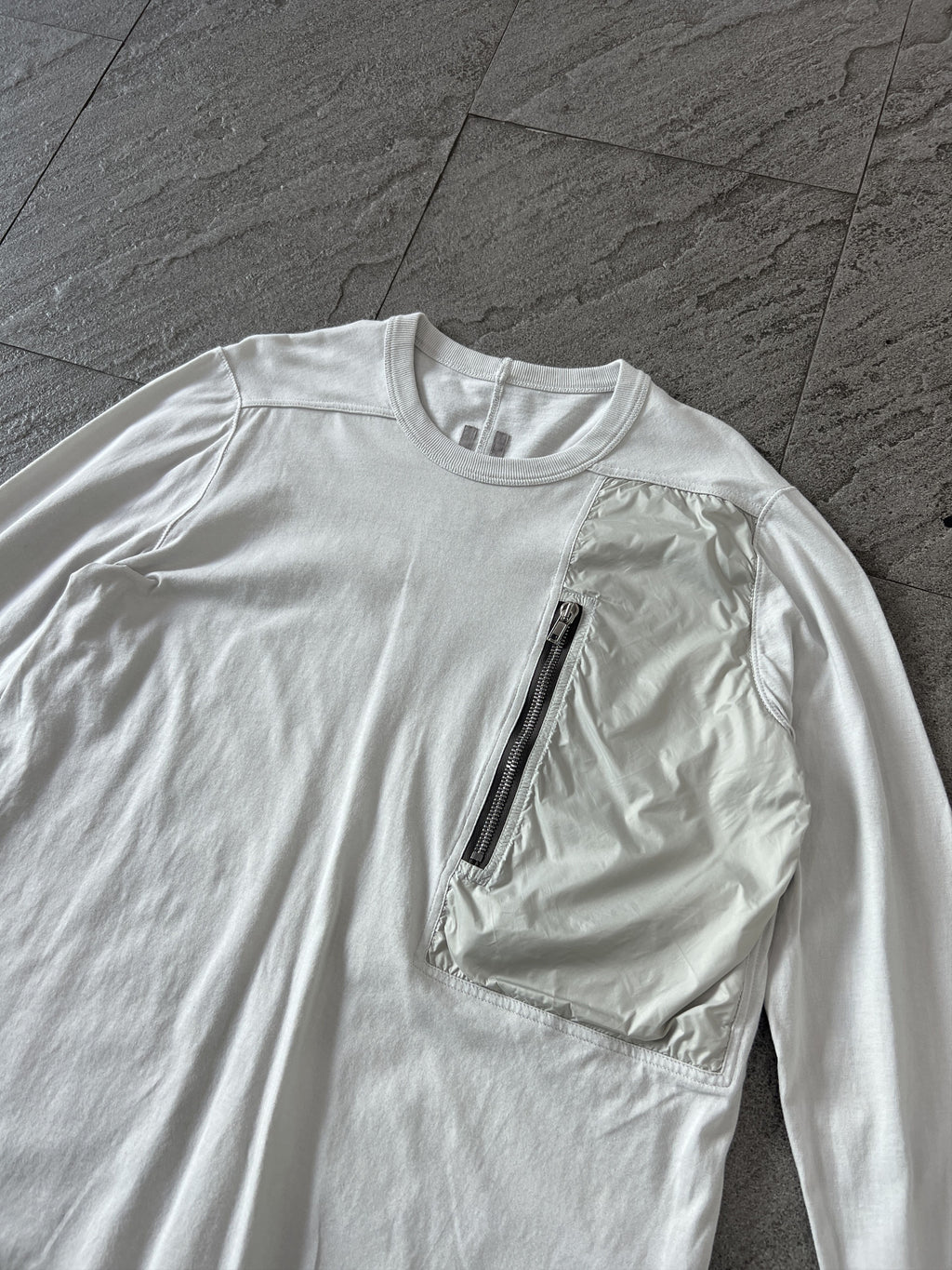 Rick Owens Zip Pocket LS Tee Milk White Medium