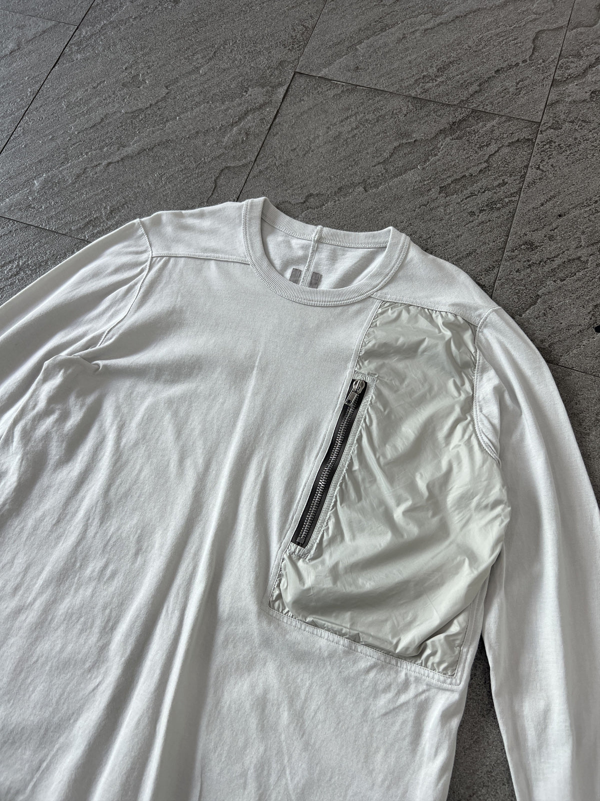 Rick Owens Zip Pocket LS Tee Milk White Medium